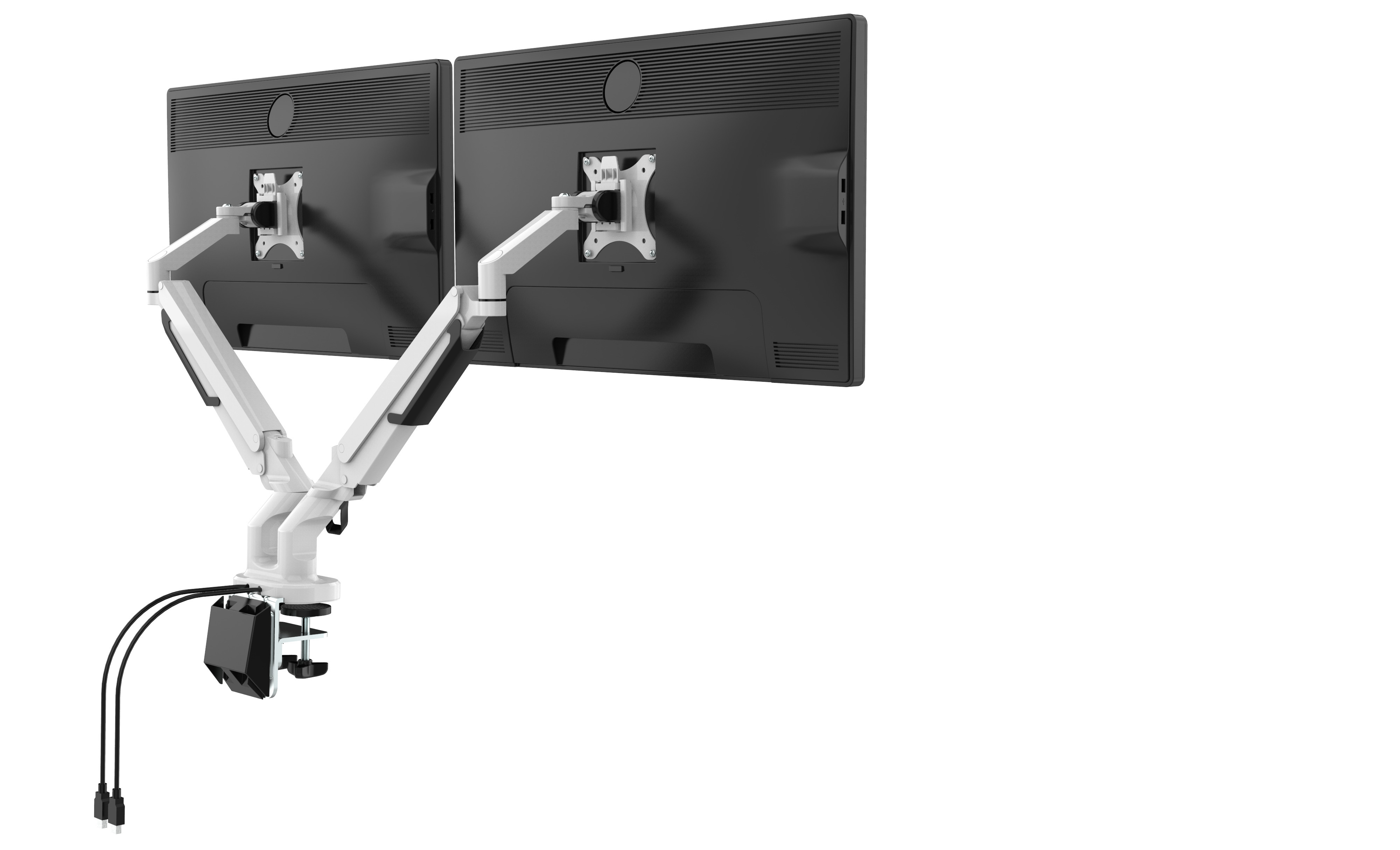 Bras double pour moniteur Classic Argent