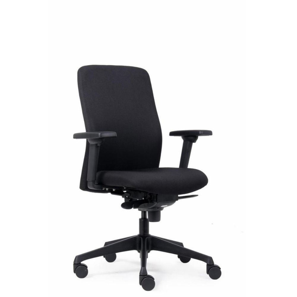 Ergonomische bureaustoel Smooth zwart vooraanzicht schuin