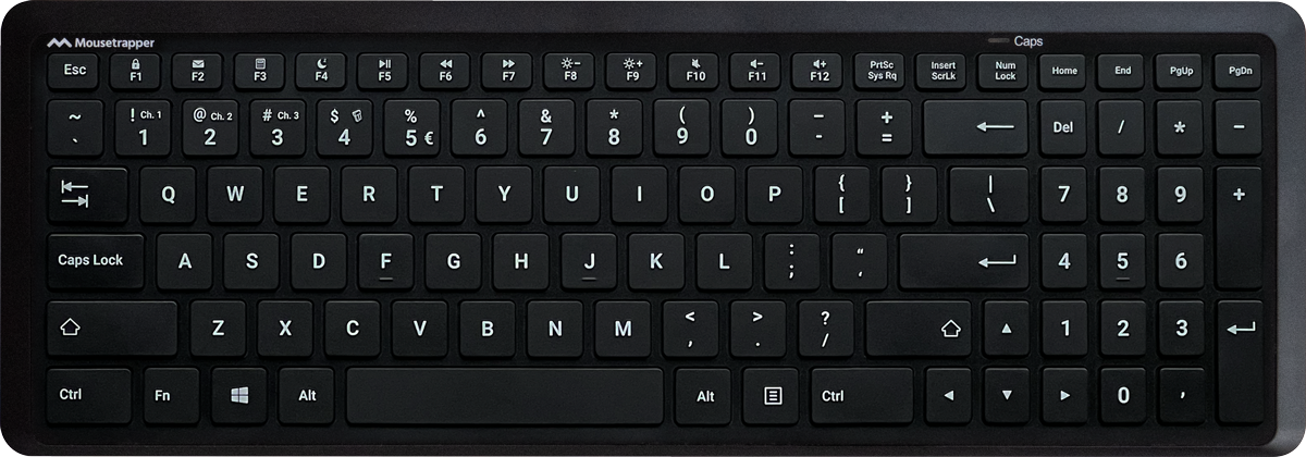 Mousetrapper Type Midi compact toetsenbord QWERTY US Draadloos Bedraad vooraanzicht