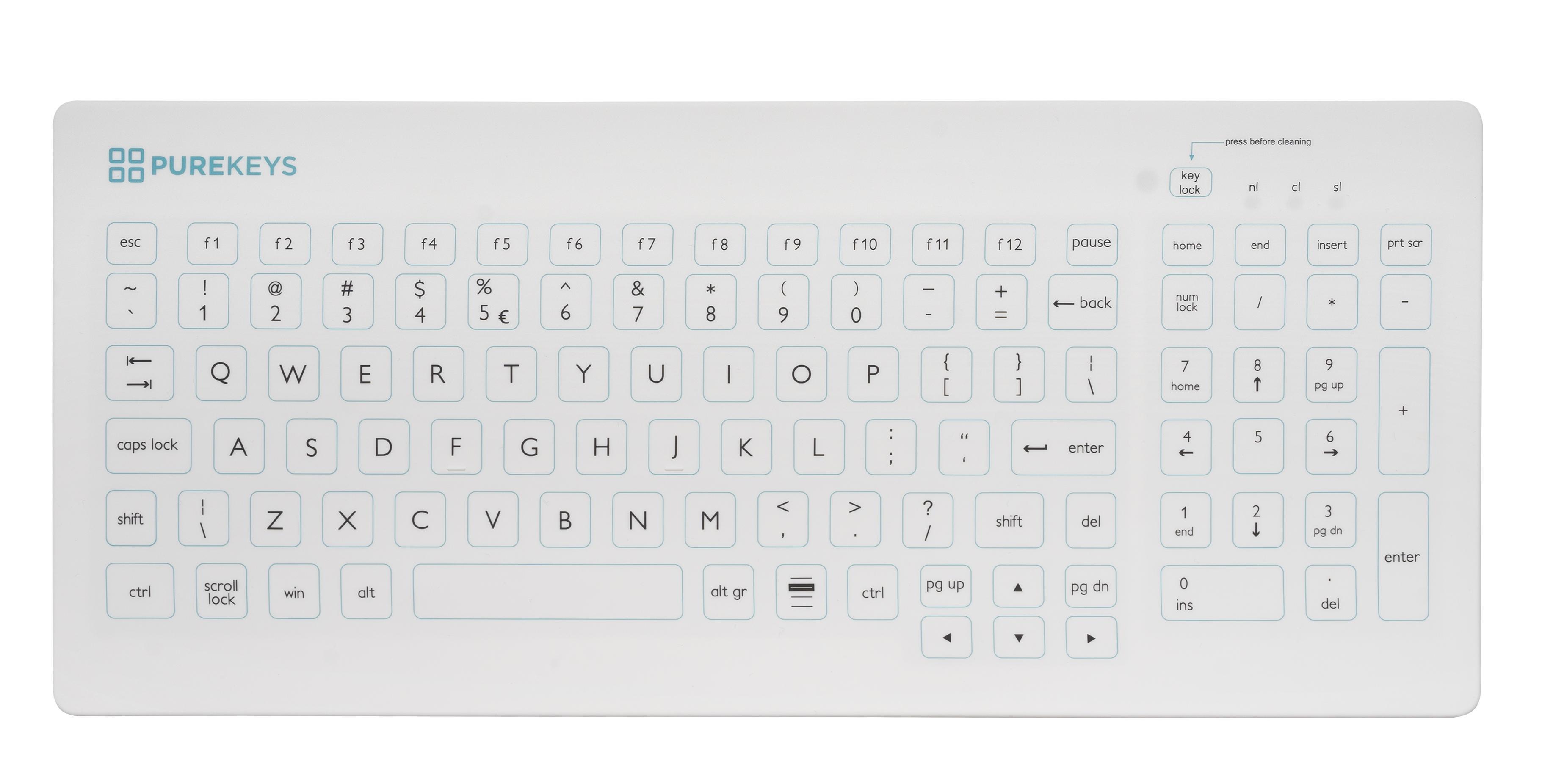 Teclado Médico Compacto Purekeys Fixed Angle Blanco ES