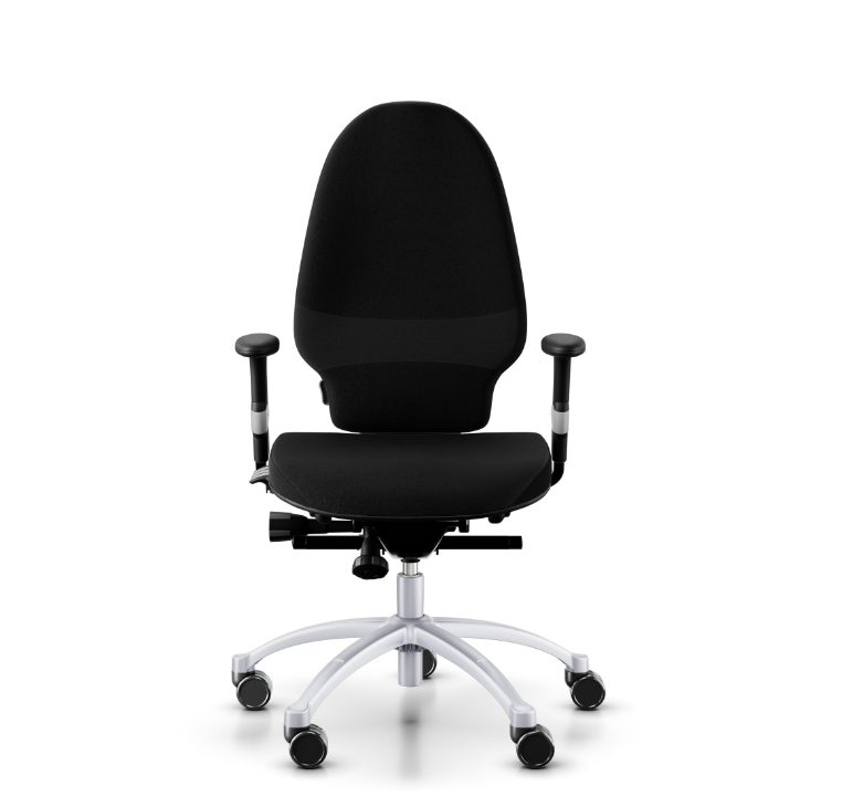 RH Extend 220 Ergonomischer Bürostuhl – XL-Sitzfläche, Schwarz mit silbernem Gestell