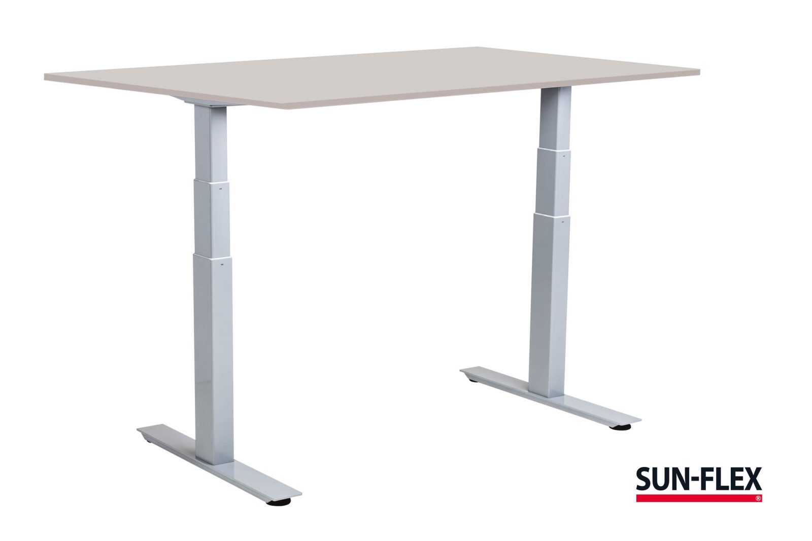SUN-FLEX®EASYDESK ADAPT VI zit-sta bureau wit met  aluminium grijs frame