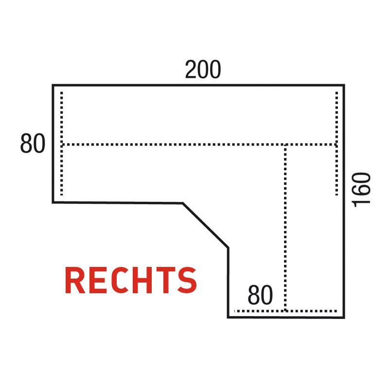 Curve tafelblad lichtgrijs Large 200 x 80 / 80 x 80 cm