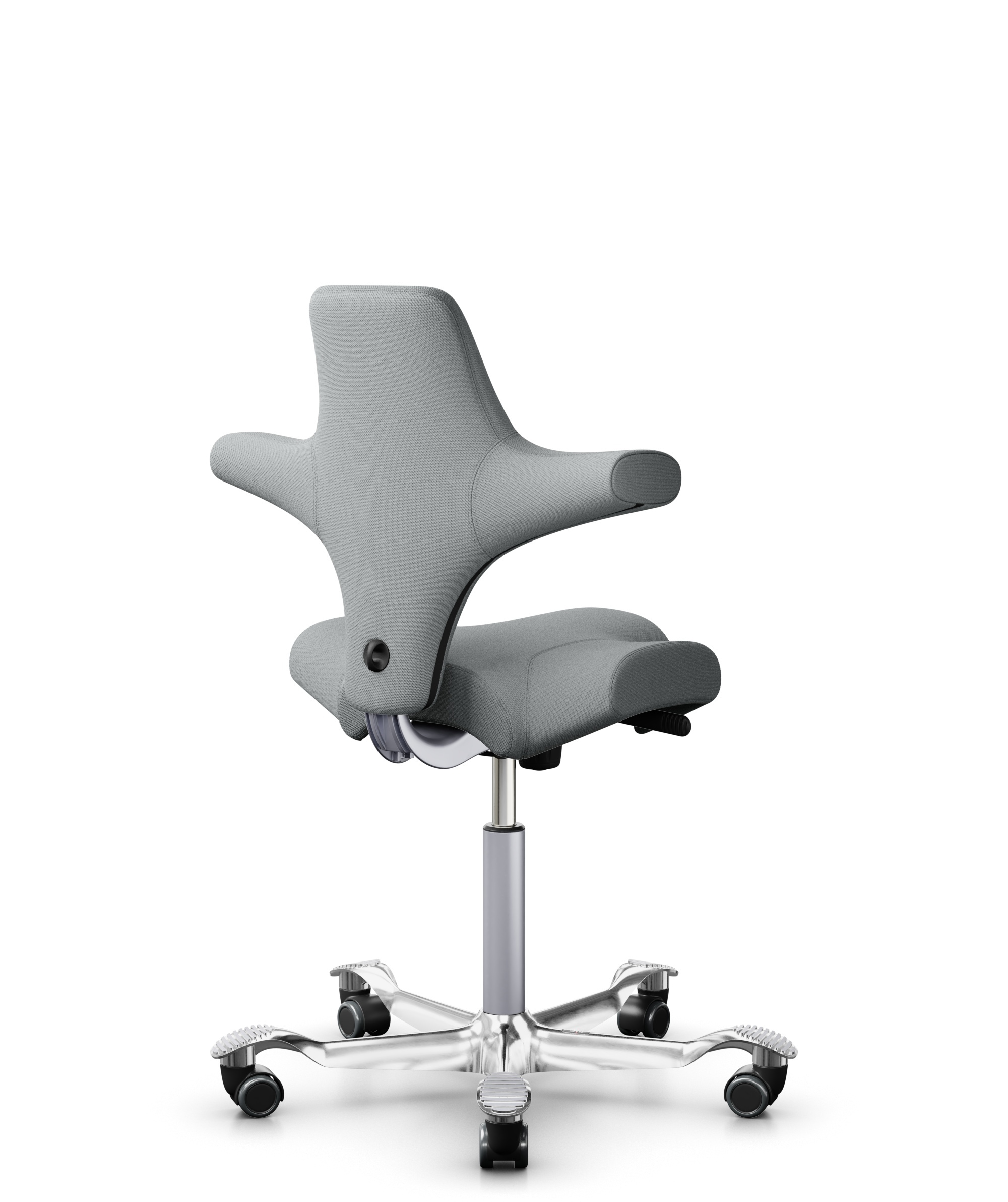 HÅG Capisco 8106 - Select (Gabriel) - Wol / Polyamide - SC60131 - Light ash grey - Framekleur - Zilver - Gasveer - 265 mm (Zithoogte 53-79cm) - Vloercontact - Harde wielen t.b.v. zachte vloeren - Voetenring - Nee, geen voetenring - Voetster - Ja, voets... - 1