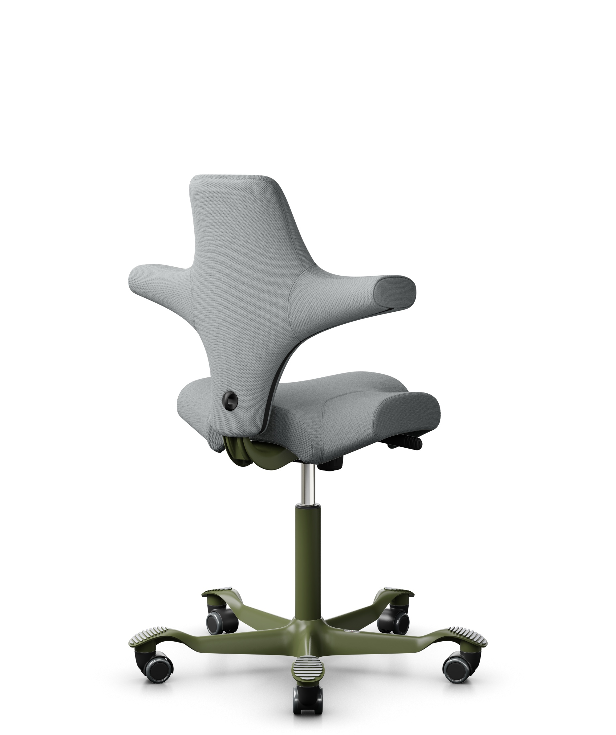 HÅG Capisco 8106 - Select (Gabriel) - Wol / Polyamide - SC60131 - Light ash grey - Framekleur - Moss Grey - Gasveer - 265 mm (Zithoogte 53-79cm) - Vloercontact - Harde wielen t.b.v. zachte vloeren - Voetenring - Nee, geen voetenring - Voetster - Nee, v... - 1