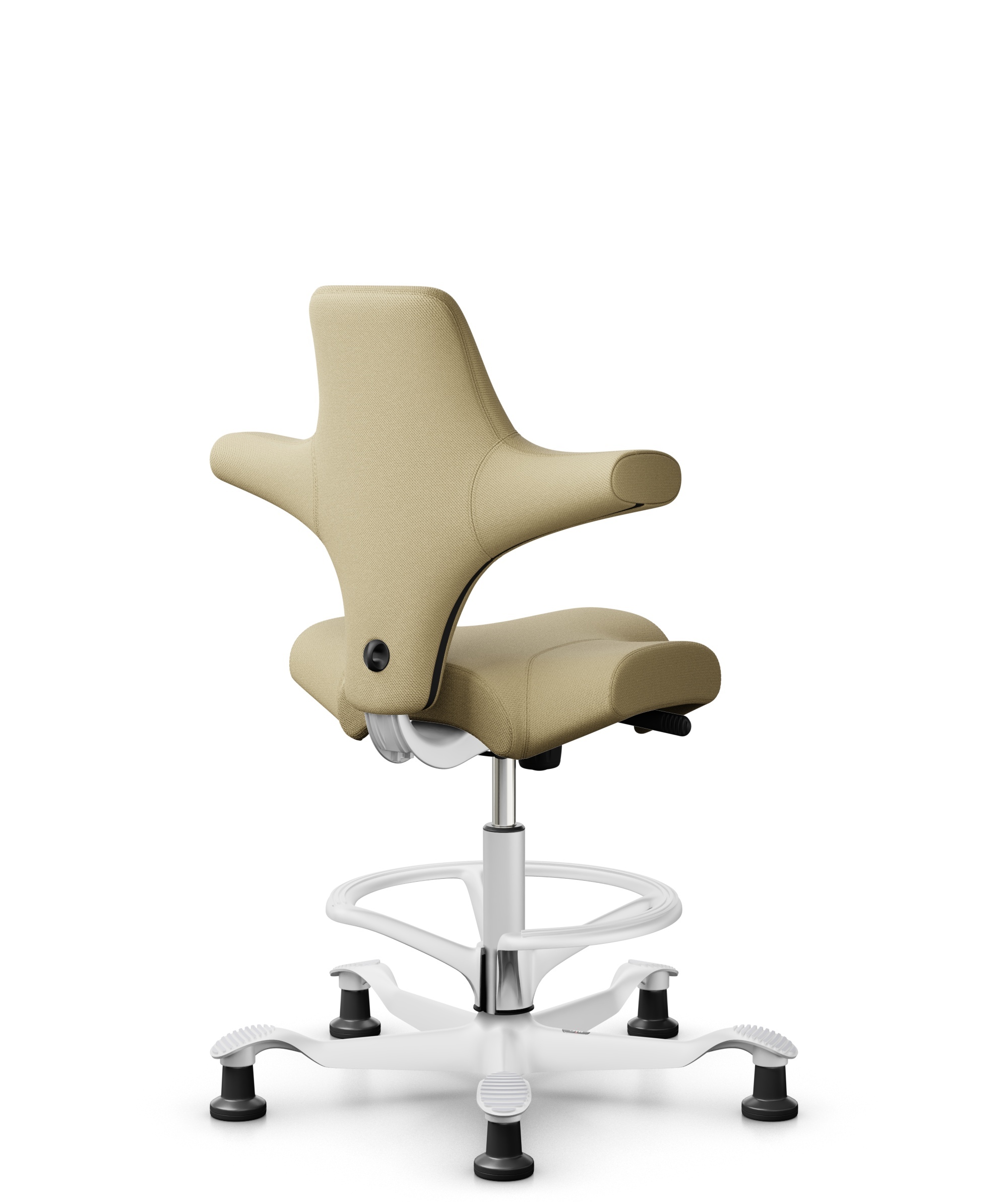 HÅG Capisco 8106 - Select (Gabriel) - Wol / Polyamide - SC62097 - Light ochre - Framekleur - Wit - Gasveer - 200 mm (Zithoogte 46-64cm) - Vloercontact - Glijdoppen - Voetenring - Ja, in framekleur - Voetster - Nee, voetster in framekleur - 1