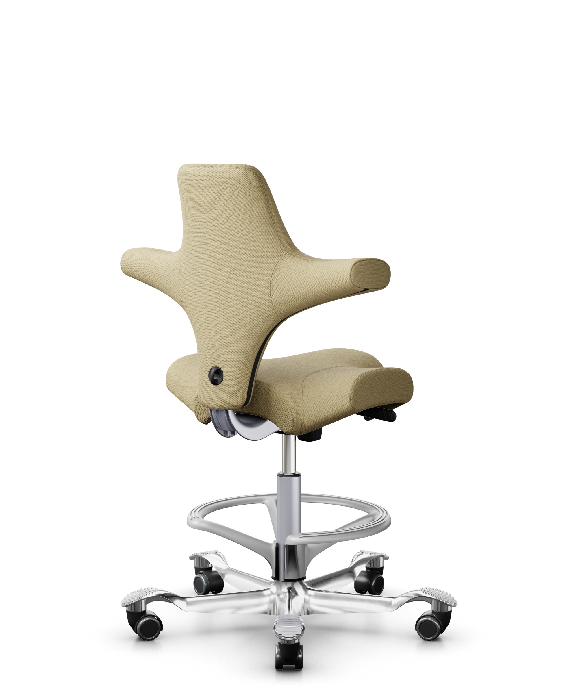 HÅG Capisco 8106 - Select (Gabriel) - Wol / Polyamide - SC62097 - Light ochre - Framekleur - Zilver - Gasveer - 265 mm (Zithoogte 53-79cm) - Vloercontact - Zachte wielen t.b.v. harde vloeren - Voetenring - Ja, in framekleur - Voetster - Ja, voetster in... - 1