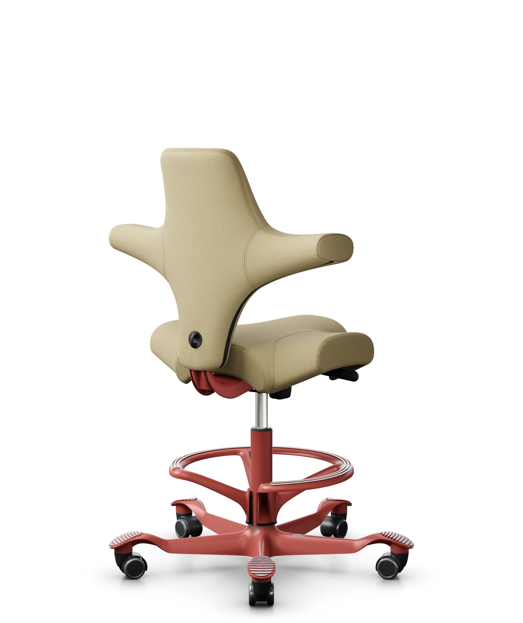 HÅG Capisco 8106 - Select (Gabriel) - Wol / Polyamide - SC62097 - Light ochre - Framekleur - Blush Rose - Gasveer - 200 mm (Zithoogte 46-64cm) - Vloercontact - Harde wielen t.b.v. zachte vloeren - Voetenring - Ja, in framekleur - Voetster - Nee, voetst... - 1
