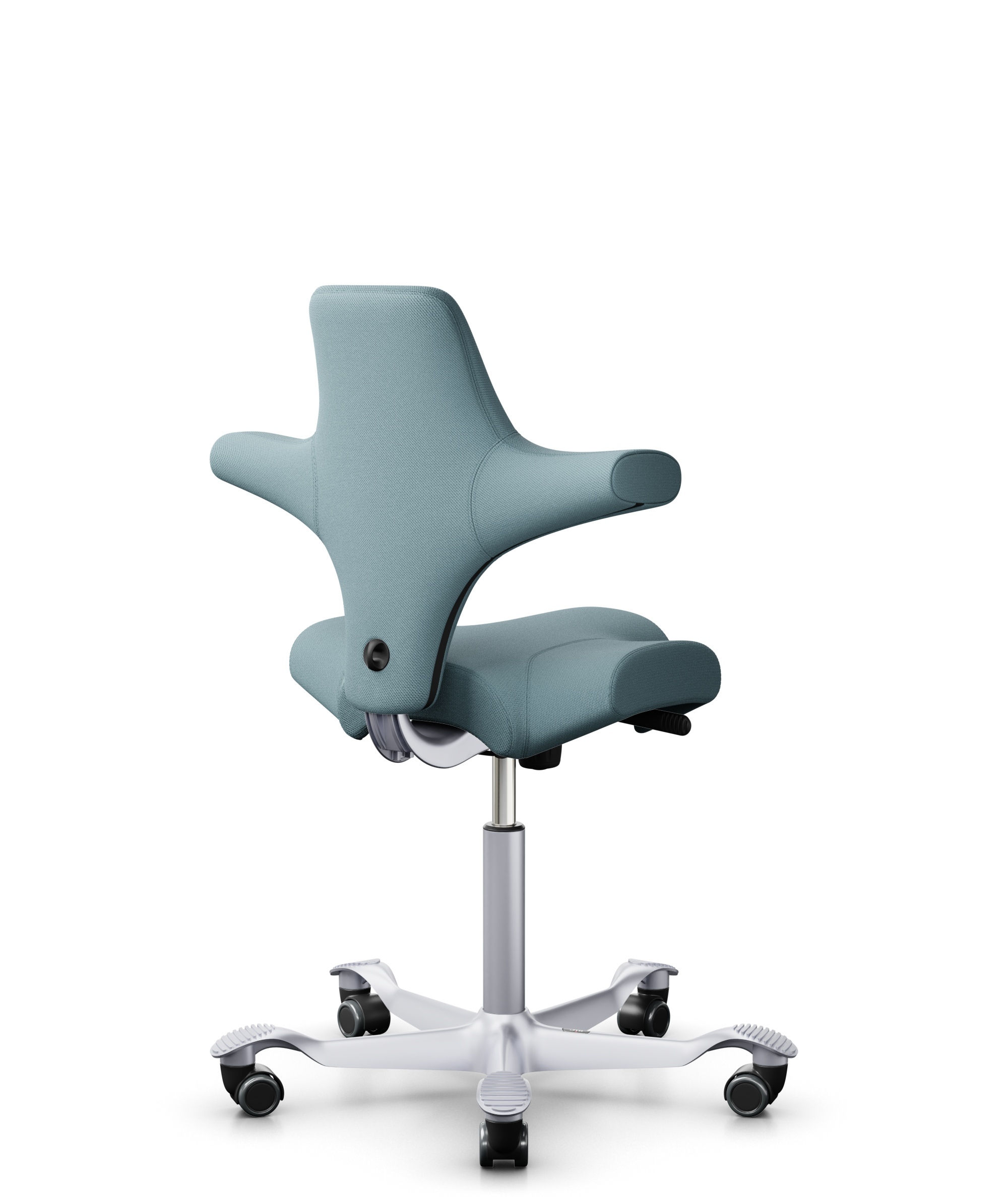 HÅG Capisco 8106 - Select (Gabriel) - Wol / Polyamide - SC67098 - Glacier blue - Framekleur - Zilver - Gasveer - 200 mm (Zithoogte 46-64cm) - Vloercontact - Zachte wielen t.b.v. harde vloeren - Voetenring - Nee, geen voetenring - Voetster - Nee, voetst... - 1