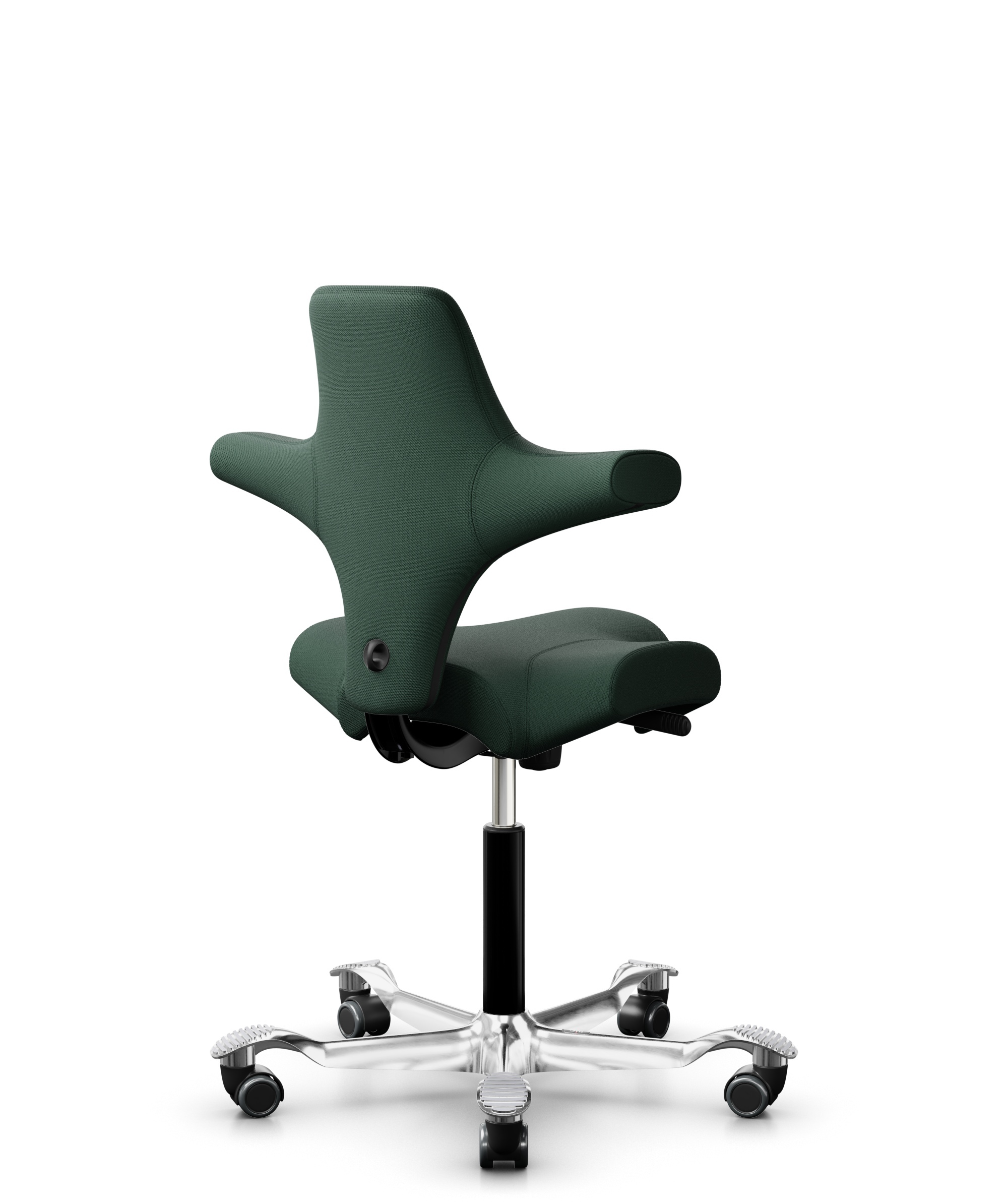 HÅG Capisco 8106 - Select (Gabriel) - Wol / Polyamide - SC68209 - Dark green - Framekleur - Zwart - Gasveer - 265 mm (Zithoogte 53-79cm) - Vloercontact - Zachte wielen t.b.v. harde vloeren - Voetenring - Nee, geen voetenring - Voetster - Ja, voetster i... - 1