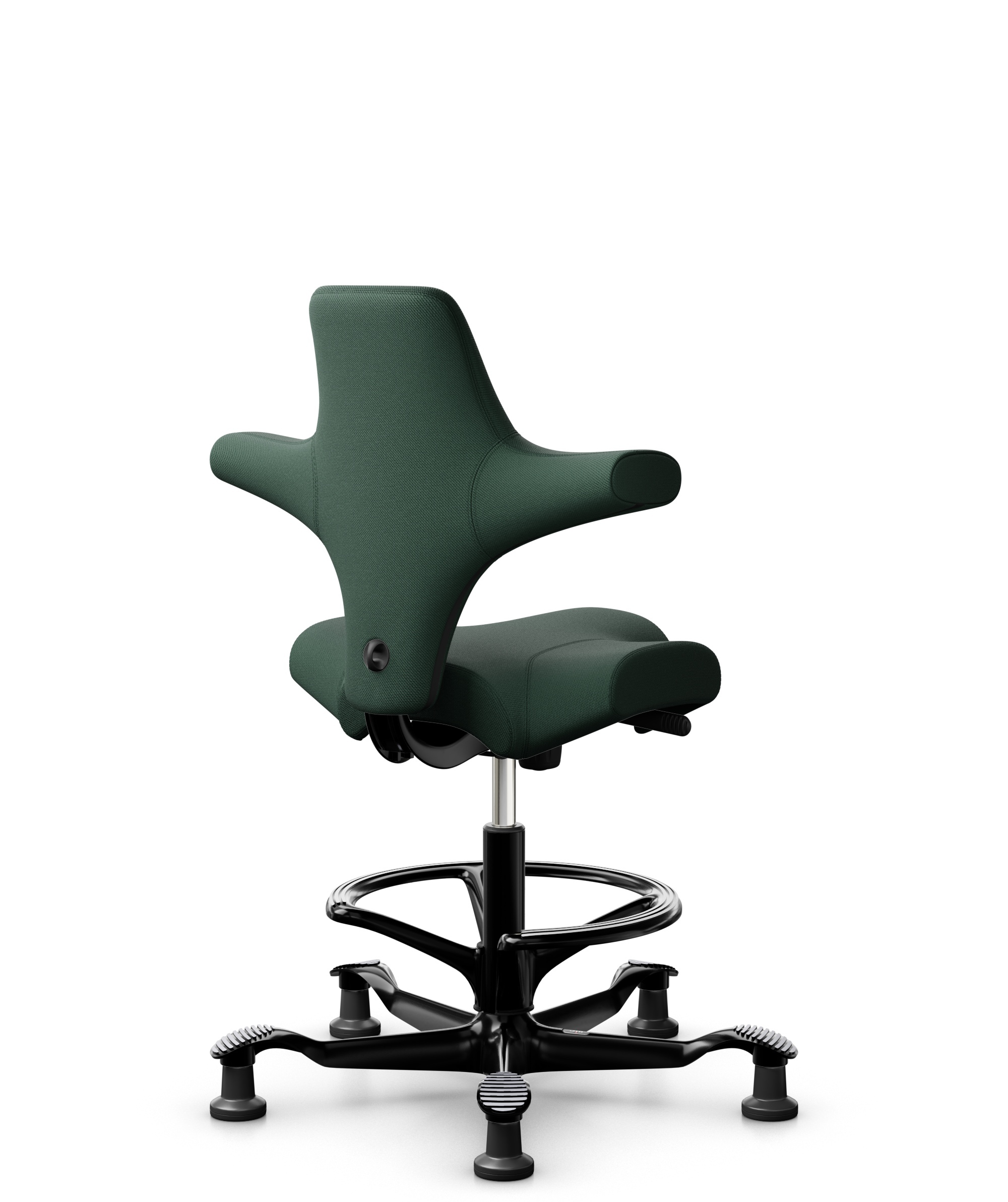 HÅG Capisco 8106 - Select (Gabriel) - Wol / Polyamide - SC68209 - Dark green - Framekleur - Zwart - Gasveer - 265 mm (Zithoogte 53-79cm) - Vloercontact - Glijdoppen - Voetenring - Ja, in framekleur - Voetster - Nee, voetster in framekleur - 1