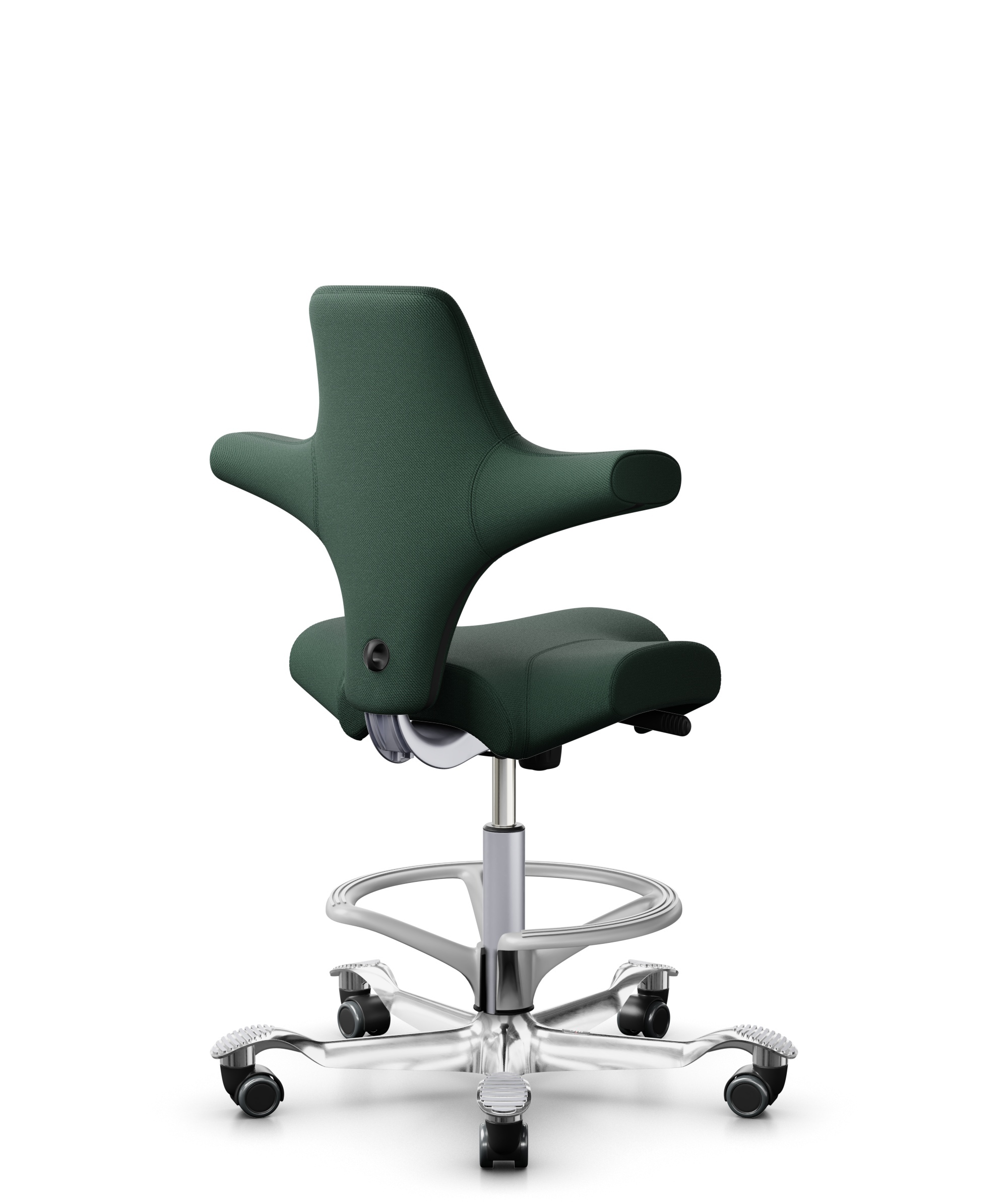 HÅG Capisco 8106 - Select (Gabriel) - Wol / Polyamide - SC68209 - Dark green - Framekleur - Zilver - Gasveer - 200 mm (Zithoogte 46-64cm) - Vloercontact - Harde wielen t.b.v. zachte vloeren - Voetenring - Ja, in framekleur - Voetster - Ja, voetster in ... - 1