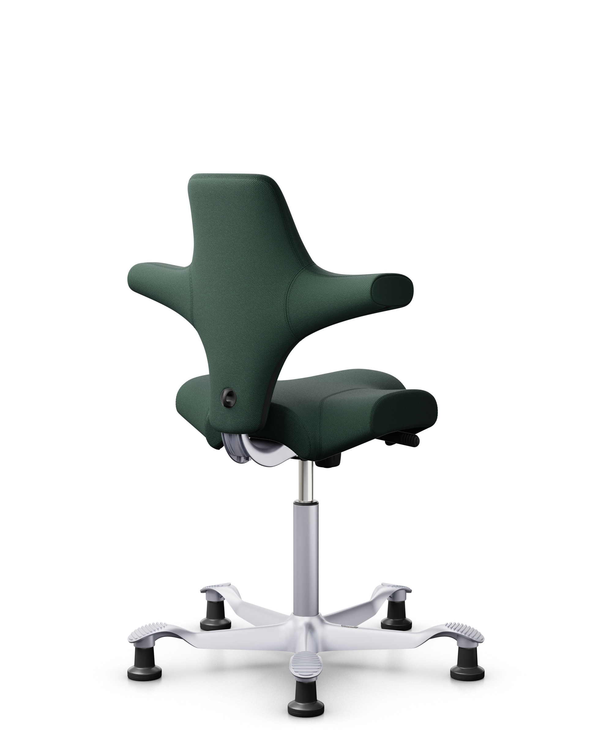 HÅG Capisco 8106 - Select (Gabriel) - Wol / Polyamide - SC68209 - Dark green - Framekleur - Zilver - Gasveer - 200 mm (Zithoogte 46-64cm) - Vloercontact - Glijdoppen - Voetenring - Nee, geen voetenring - Voetster - Nee, voetster in framekleur - 1