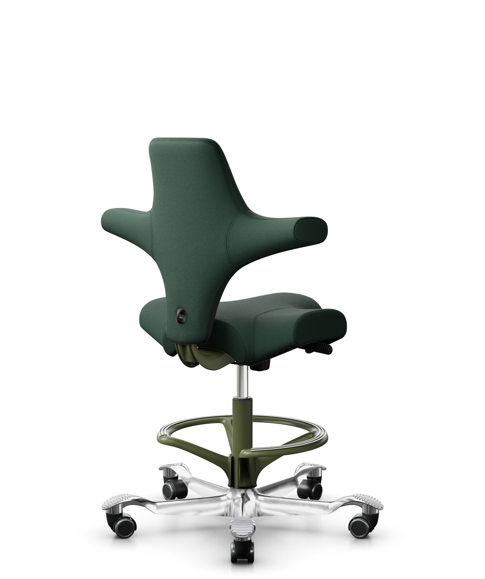 HÅG Capisco 8106 - Select (Gabriel) - Wol / Polyamide - SC68209 - Dark green - Framekleur - Moss Grey - Gasveer - 200 mm (Zithoogte 46-64cm) - Vloercontact - Zachte wielen t.b.v. harde vloeren - Voetenring - Ja, in framekleur - Voetster - Ja, voetster ... - 1