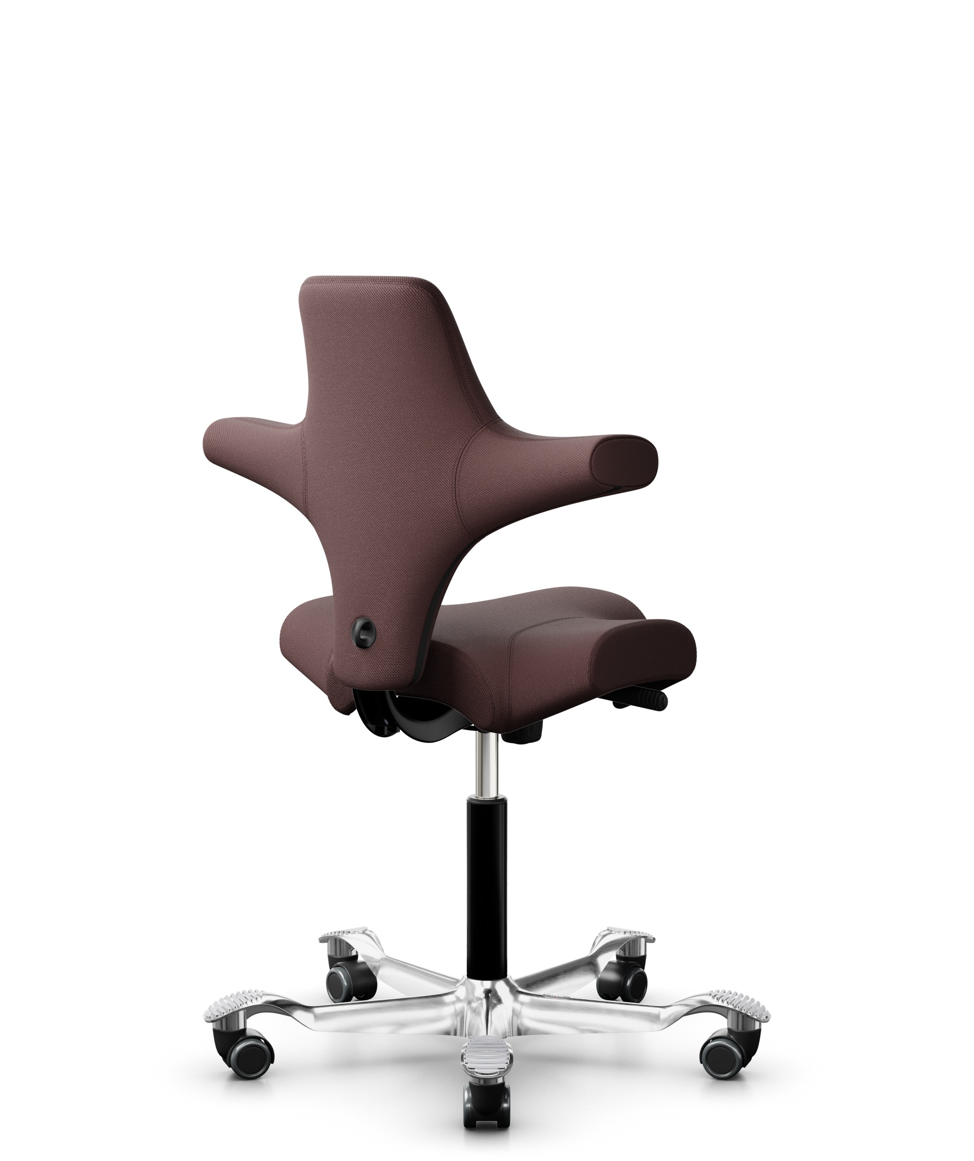 HÅG Capisco 8106 - Select (Gabriel) - Wol / Polyamide - SC61186 - Chestnut - Framekleur - Zwart - Gasveer - 150 mm (Zithoogte 40-55cm) - Vloercontact - Zachte wielen t.b.v. harde vloeren - Voetenring - Nee, geen voetenring - Voetster - Ja, voetster in ... - 1