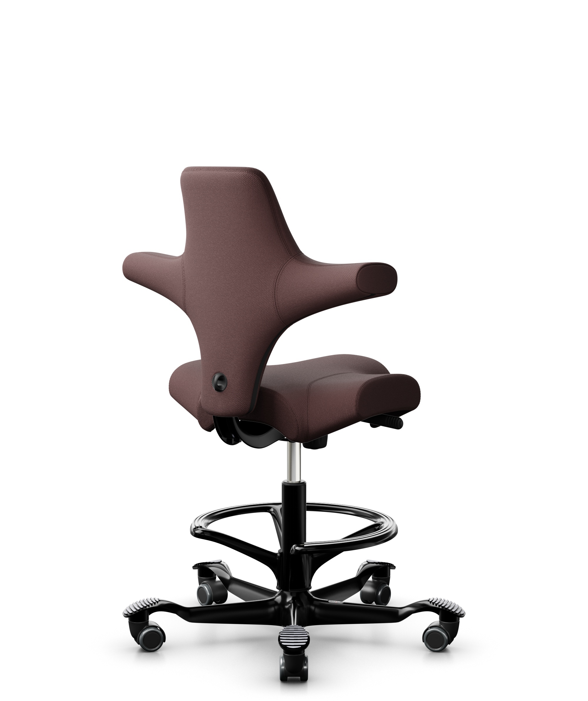 HÅG Capisco 8106 - Select (Gabriel) - Wol / Polyamide - SC61186 - Chestnut - Framekleur - Zwart - Gasveer - 265 mm (Zithoogte 53-79cm) - Vloercontact - Harde wielen t.b.v. zachte vloeren - Voetenring - Ja, in framekleur - Voetster - Nee, voetster in fr... - 1