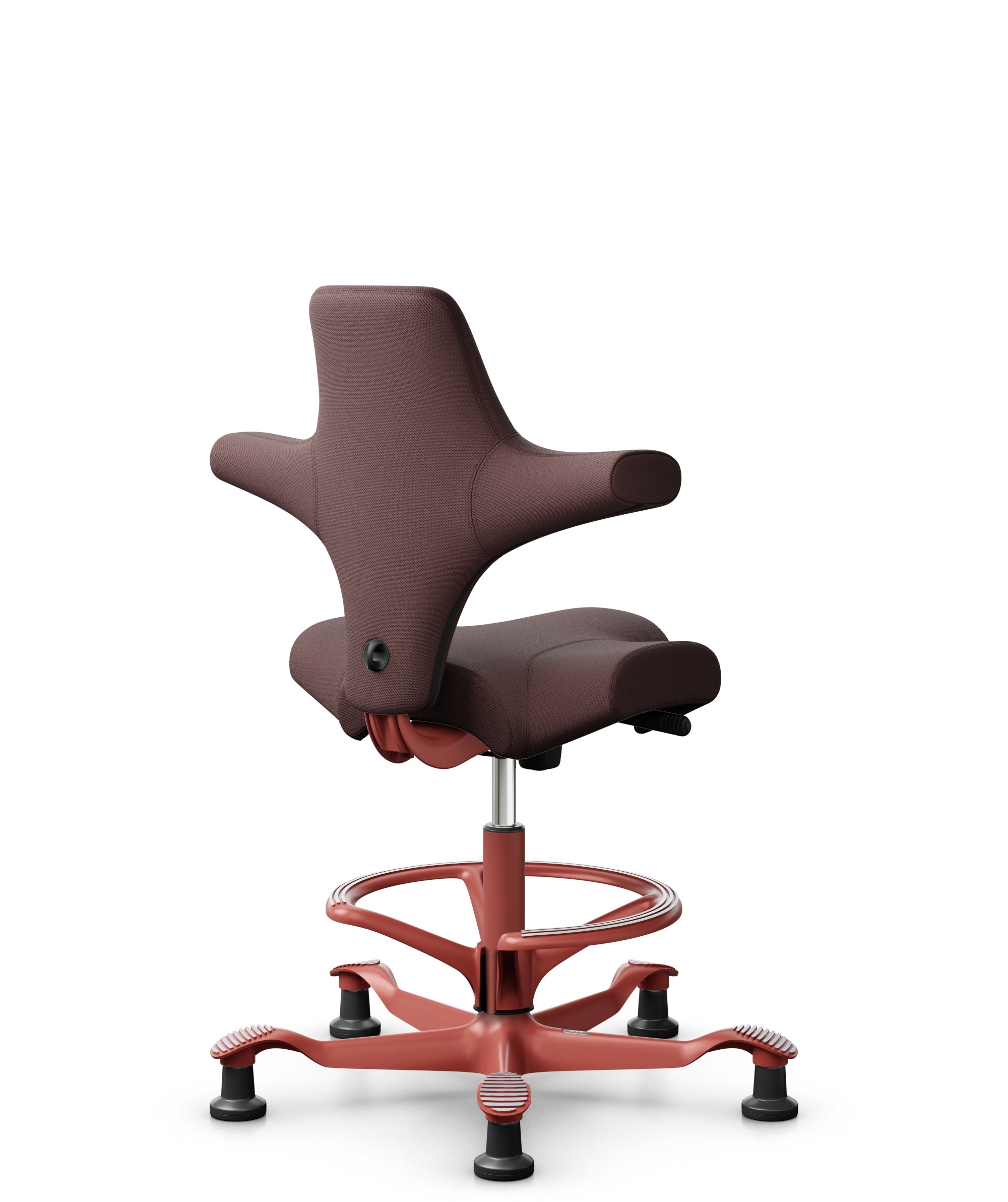 HÅG Capisco 8106 - Select (Gabriel) - Wol / Polyamide - SC61186 - Chestnut - Framekleur - Blush Rose - Gasveer - 265 mm (Zithoogte 53-79cm) - Vloercontact - Glijdoppen - Voetenring - Ja, in framekleur - Voetster - Nee, voetster in framekleur - 1