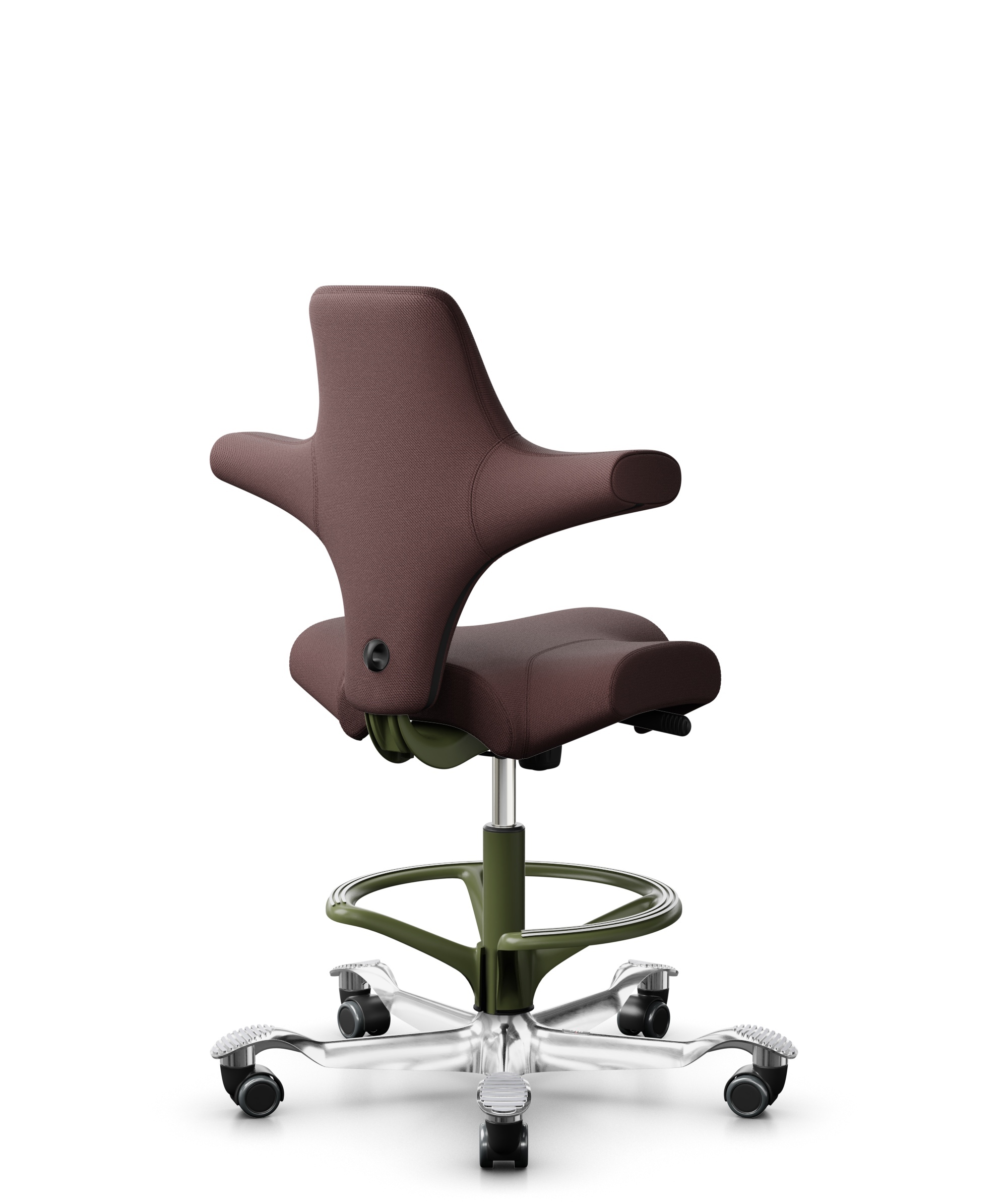 HÅG Capisco 8106 - Select (Gabriel) - Wol / Polyamide - SC61186 - Chestnut - Framekleur - Moss Grey - Gasveer - 200 mm (Zithoogte 46-64cm) - Vloercontact - Harde wielen t.b.v. zachte vloeren - Voetenring - Ja, in framekleur - Voetster - Ja, voetster in... - 1