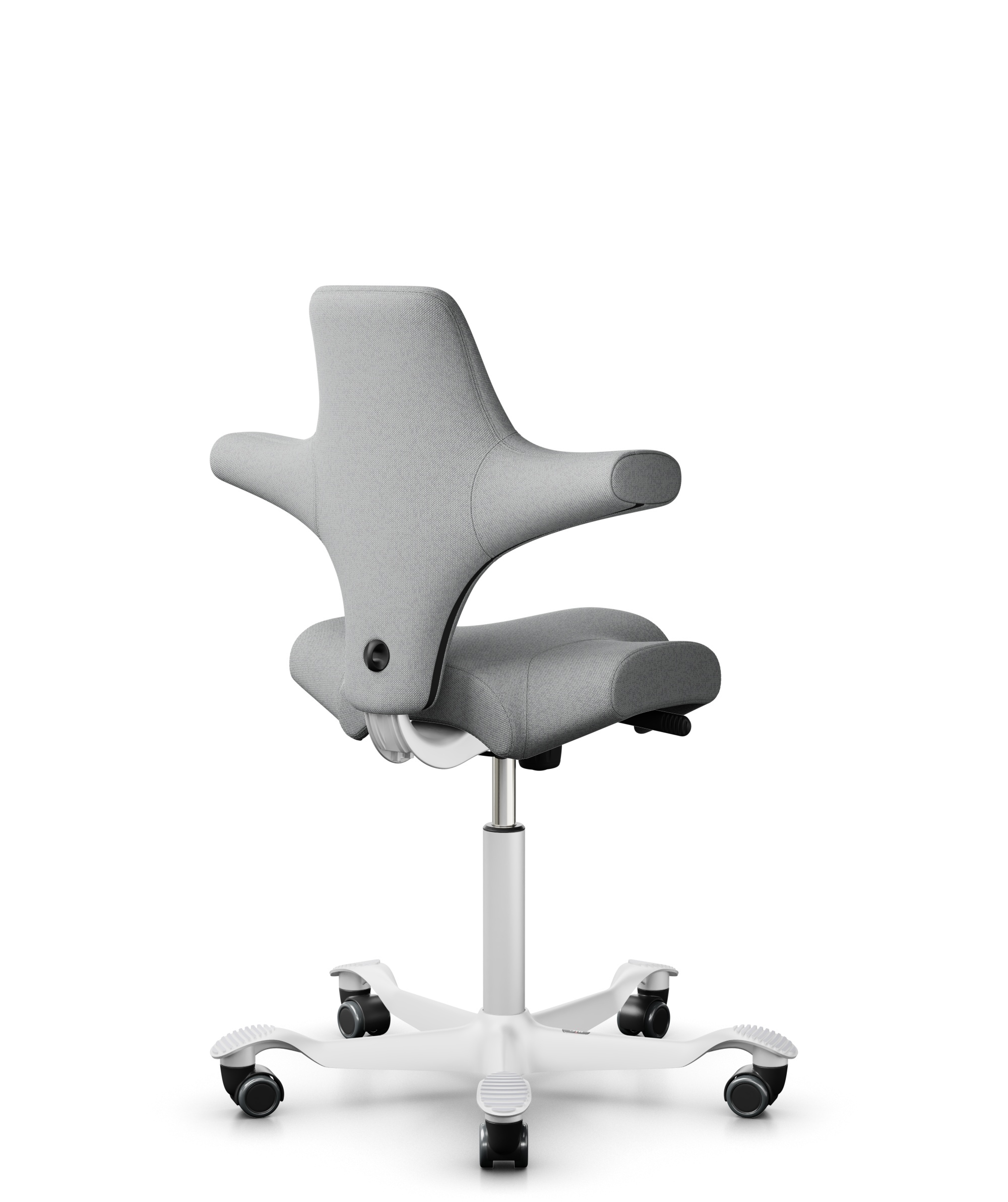 HÅG Capisco 8106 - Capture (Gabriel) - Wol / Polyamide - CPT4102 - Light grey - Framekleur - Wit - Gasveer - 150 mm (Zithoogte 40-55cm) - Vloercontact - Harde wielen t.b.v. zachte vloeren - Voetenring - Nee, geen voetenring - Voetster - Nee, voetster i... - 1