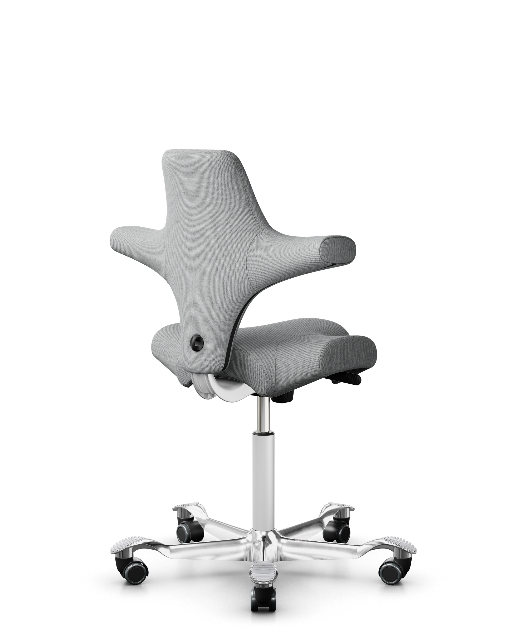 HÅG Capisco 8106 - Capture (Gabriel) - Wol / Polyamide - CPT4102 - Light grey - Framekleur - Wit - Gasveer - 200 mm (Zithoogte 46-64cm) - Vloercontact - Zachte wielen t.b.v. harde vloeren - Voetenring - Nee, geen voetenring - Voetster - Ja, voetster in... - 1