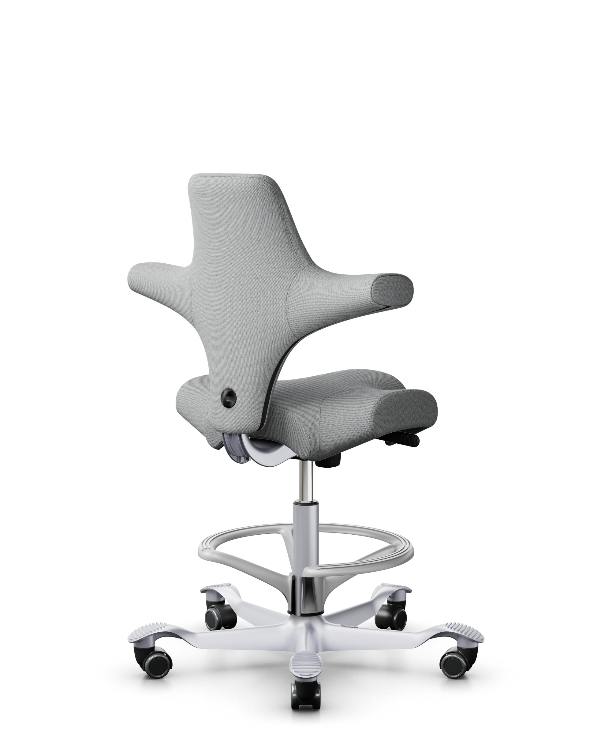 HÅG Capisco 8106 - Capture (Gabriel) - Wol / Polyamide - CPT4102 - Light grey - Framekleur - Zilver - Gasveer - 200 mm (Zithoogte 46-64cm) - Vloercontact - Zachte wielen t.b.v. harde vloeren - Voetenring - Ja, in framekleur - Voetster - Nee, voetster i... - 1