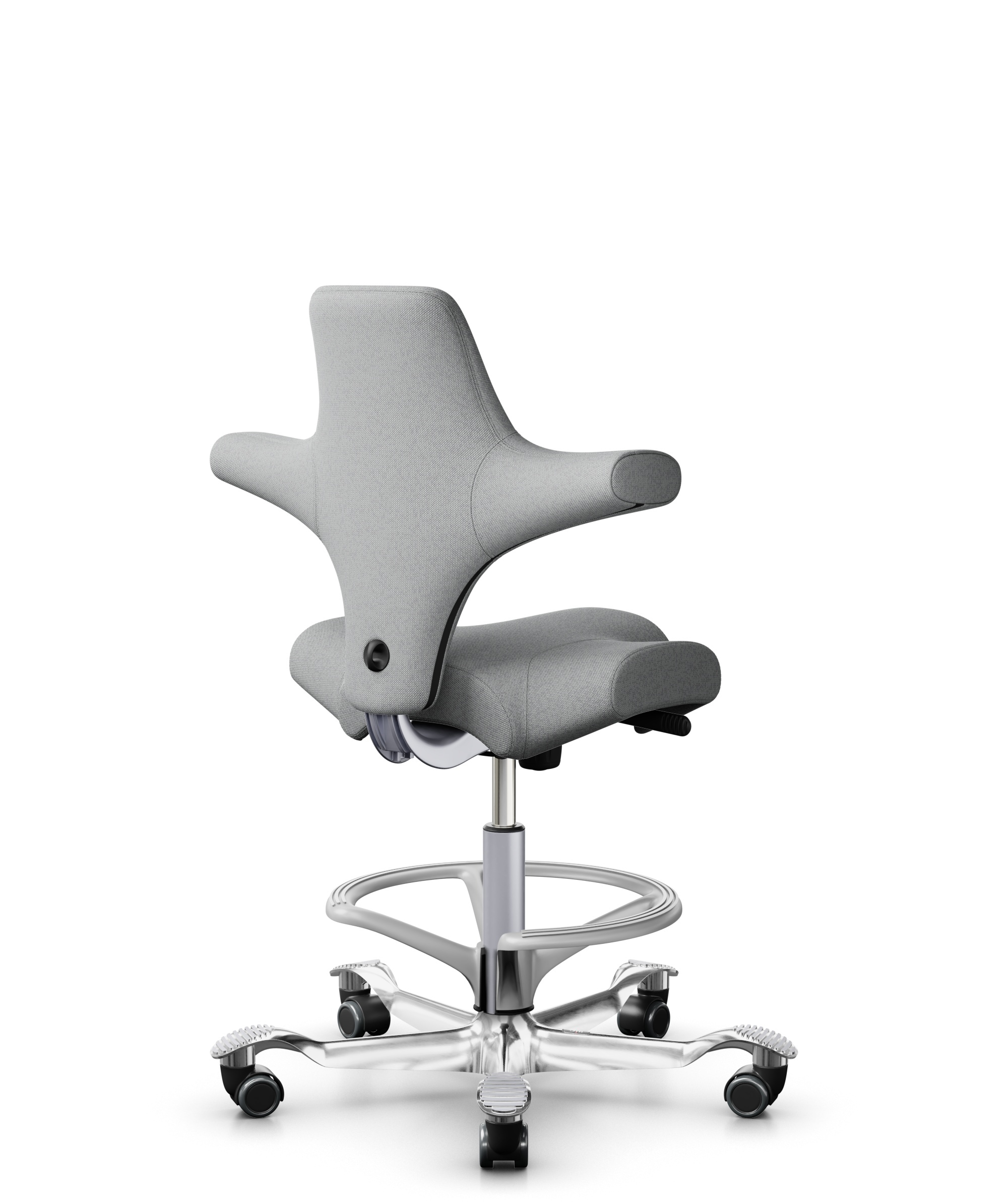 HÅG Capisco 8106 - Capture (Gabriel) - Wol / Polyamide - CPT4102 - Light grey - Framekleur - Zilver - Gasveer - 200 mm (Zithoogte 46-64cm) - Vloercontact - Zachte wielen t.b.v. harde vloeren - Voetenring - Ja, in framekleur - Voetster - Ja, voetster in... - 1