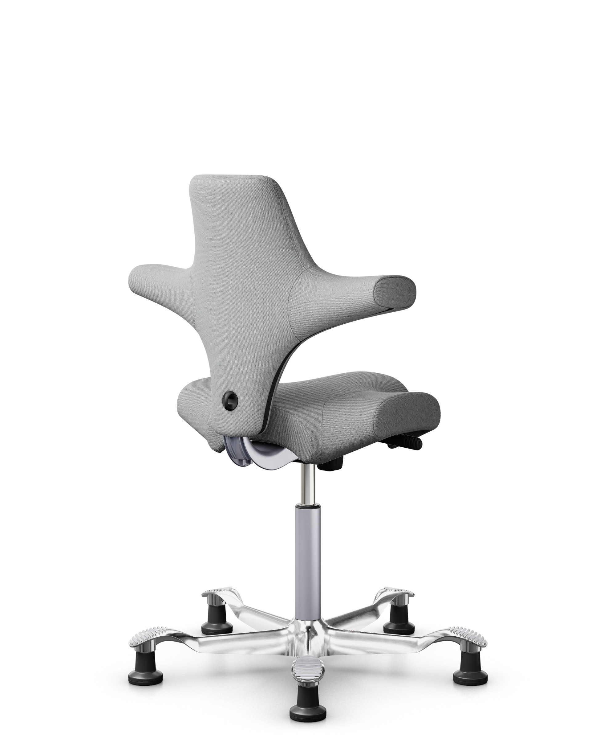 HÅG Capisco 8106 - Capture (Gabriel) - Wol / Polyamide - CPT4102 - Light grey - Framekleur - Zilver - Gasveer - 200 mm (Zithoogte 46-64cm) - Vloercontact - Glijdoppen - Voetenring - Nee, geen voetenring - Voetster - Ja, voetster in gepolijst aluminium - 1