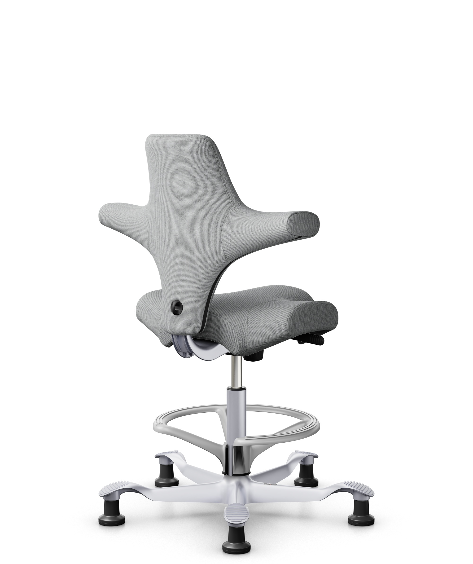 HÅG Capisco 8106 - Capture (Gabriel) - Wol / Polyamide - CPT4102 - Light grey - Framekleur - Zilver - Gasveer - 265 mm (Zithoogte 53-79cm) - Vloercontact - Glijdoppen - Voetenring - Ja, in framekleur - Voetster - Nee, voetster in framekleur - 1