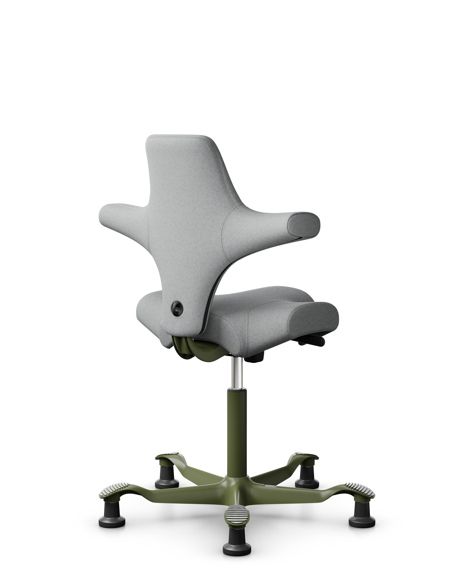 HÅG Capisco 8106 - Capture (Gabriel) - Wol / Polyamide - CPT4102 - Light grey - Framekleur - Moss Grey - Gasveer - 200 mm (Zithoogte 46-64cm) - Vloercontact - Glijdoppen - Voetenring - Nee, geen voetenring - Voetster - Nee, voetster in framekleur - 1