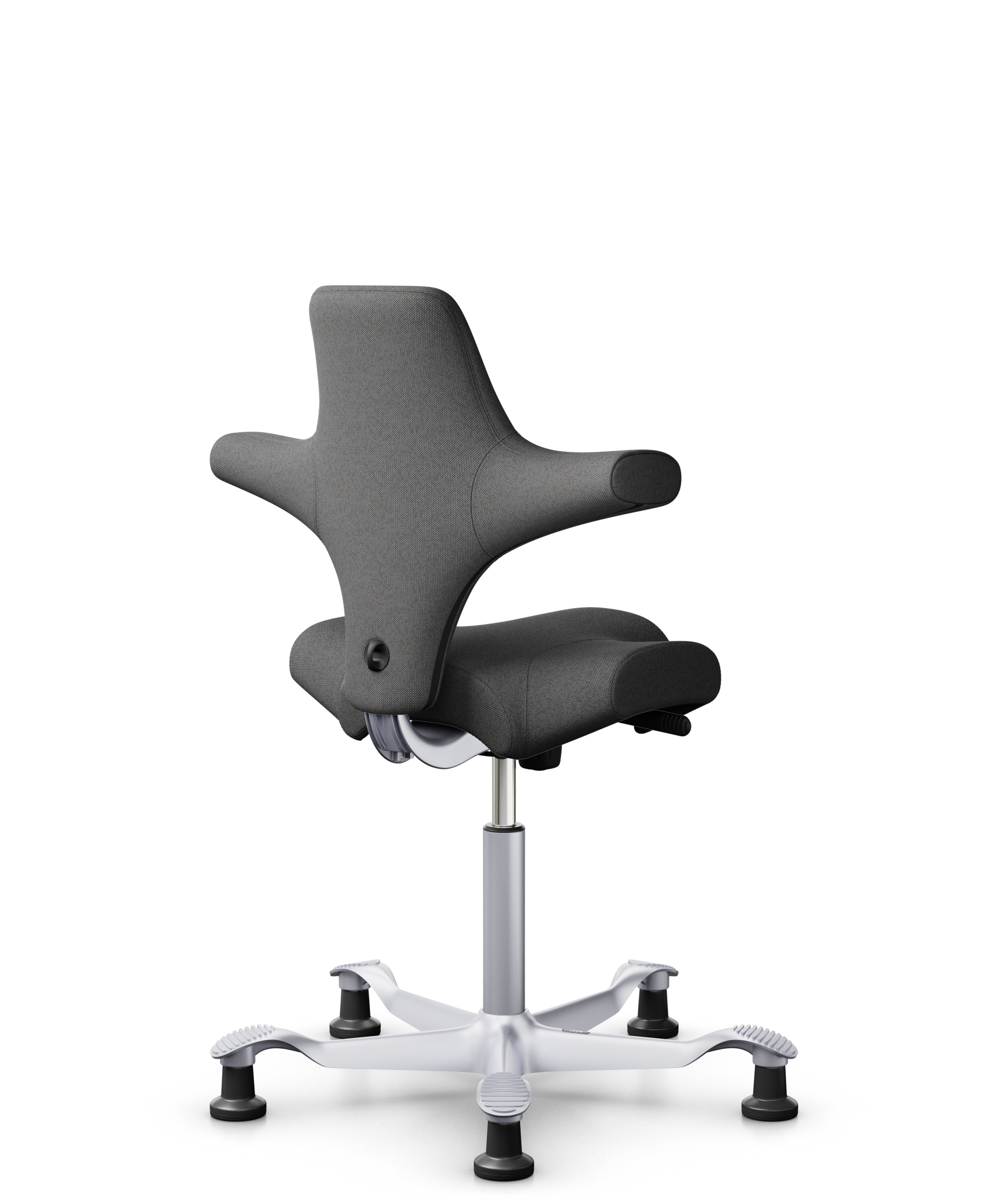 HÅG Capisco 8106 - Capture (Gabriel) - Wol / Polyamide - CPT4601 - Dark grey - Framekleur - Zilver - Gasveer - 150 mm (Zithoogte 40-55cm) - Vloercontact - Glijdoppen - Voetenring - Nee, geen voetenring - Voetster - Nee, voetster in framekleur - 1