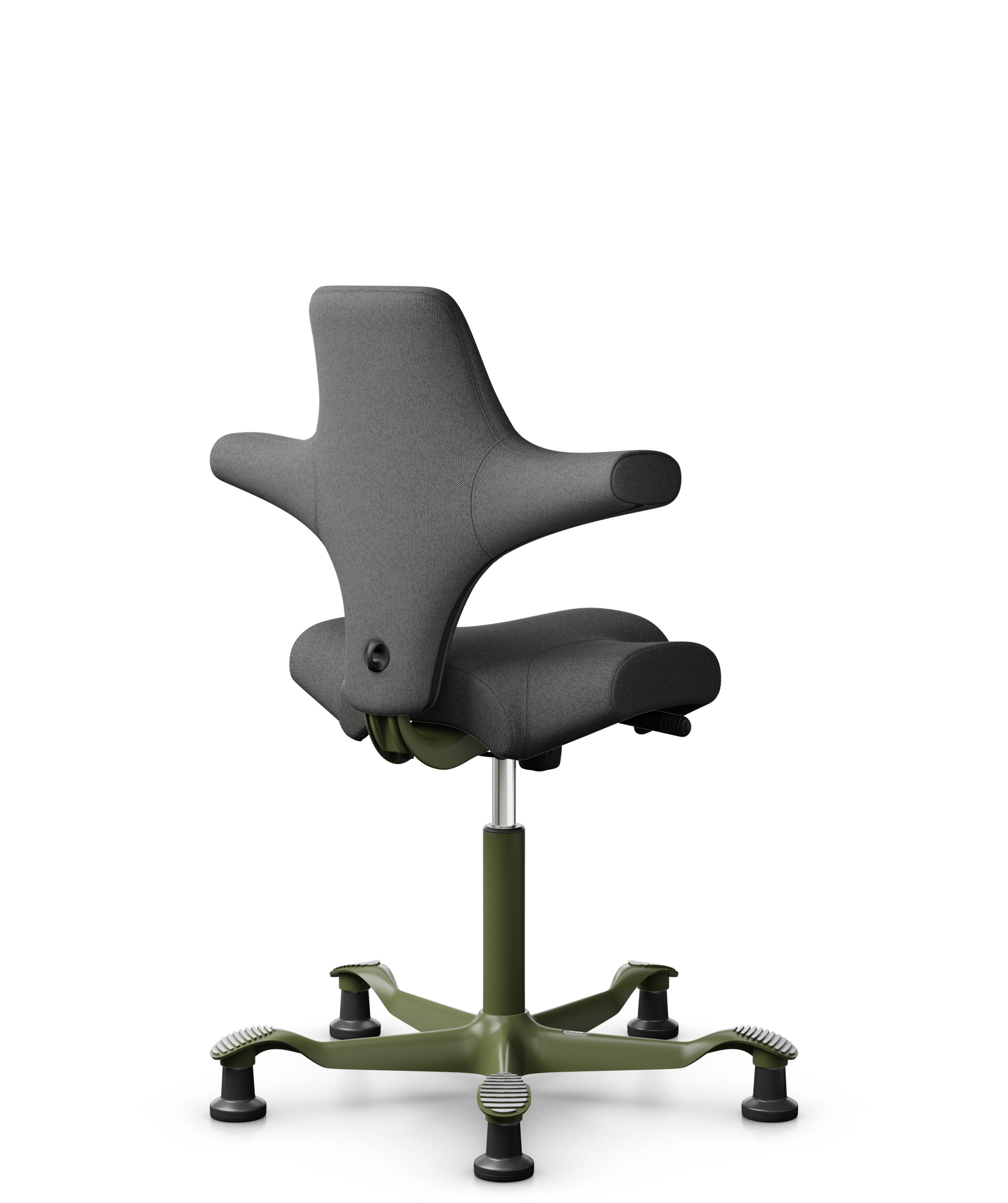 HÅG Capisco 8106 - Capture (Gabriel) - Wol / Polyamide - CPT4601 - Dark grey - Framekleur - Moss Grey - Gasveer - 150 mm (Zithoogte 40-55cm) - Vloercontact - Glijdoppen - Voetenring - Nee, geen voetenring - Voetster - Nee, voetster in framekleur - 1