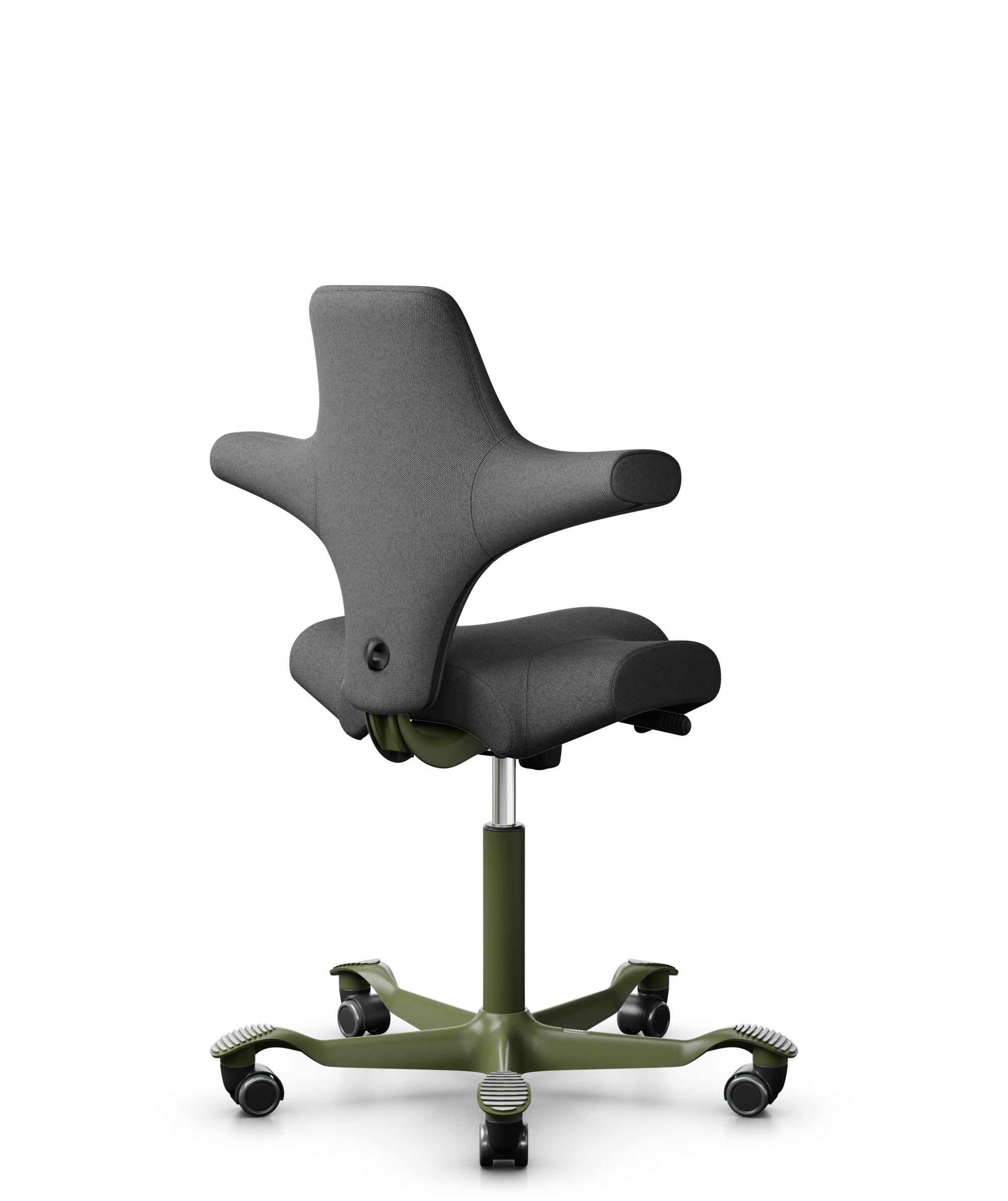 HÅG Capisco 8106 - Capture (Gabriel) - Wol / Polyamide - CPT4601 - Dark grey - Framekleur - Moss Grey - Gasveer - 265 mm (Zithoogte 53-79cm) - Vloercontact - Zachte wielen t.b.v. harde vloeren - Voetenring - Nee, geen voetenring - Voetster - Nee, voets... - 1