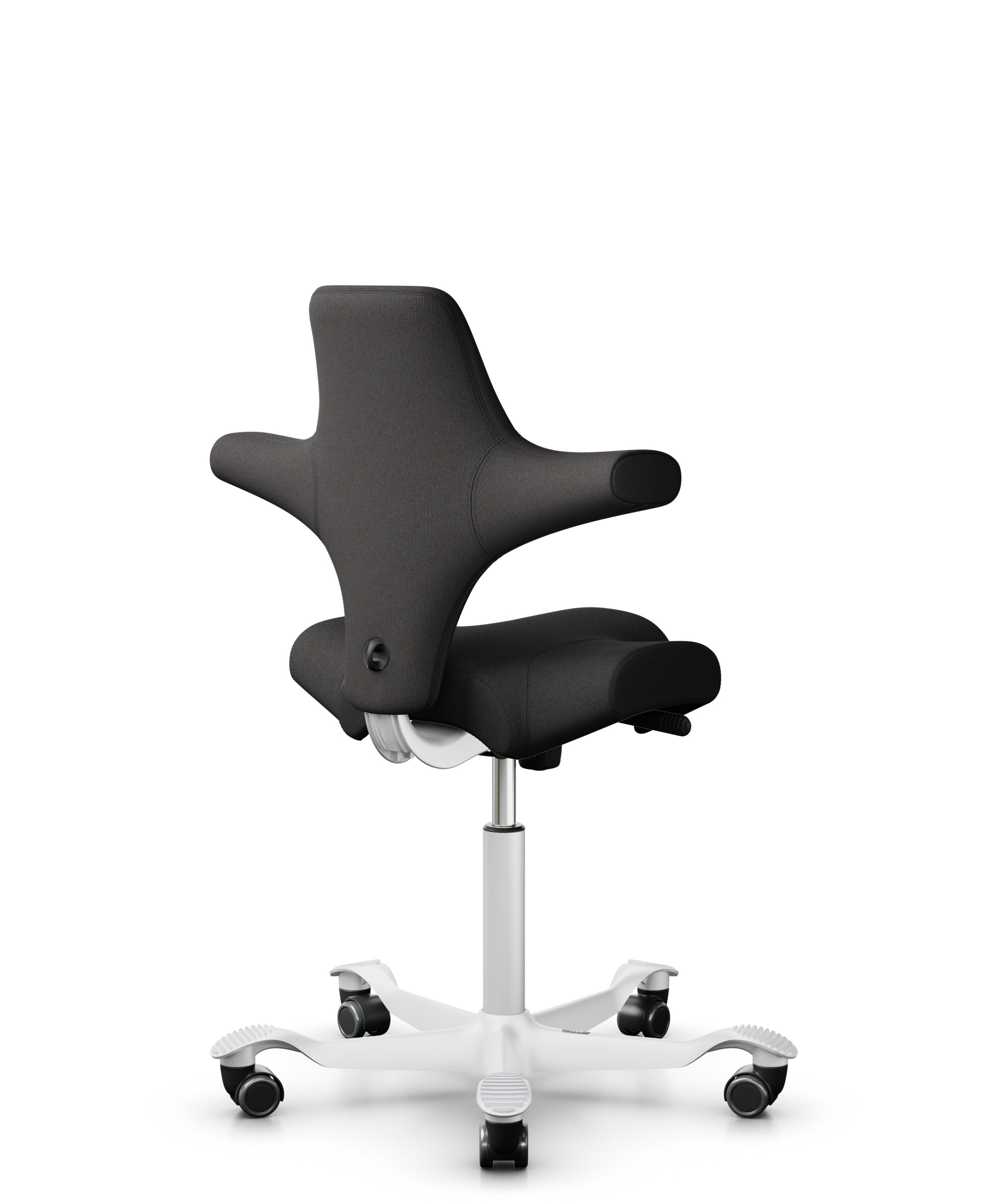 HÅG Capisco 8106 - Capture (Gabriel) - Wol / Polyamide - CPT5501 - Charcoal - Framekleur - Wit - Gasveer - 150 mm (Zithoogte 40-55cm) - Vloercontact - Harde wielen t.b.v. zachte vloeren - Voetenring - Nee, geen voetenring - Voetster - Nee, voetster in ... - 1