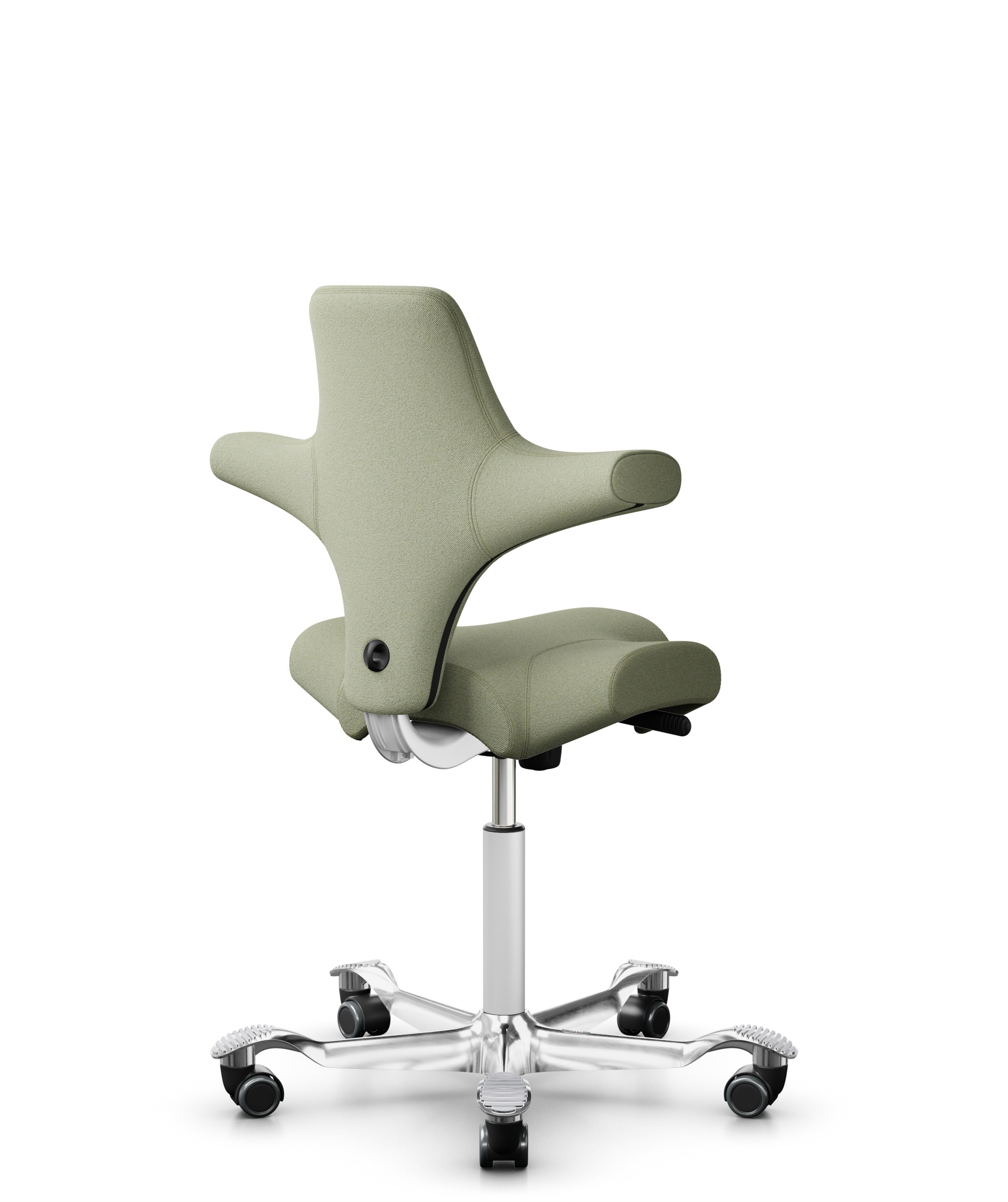 HÅG Capisco 8106 - Capture (Gabriel) - Wol / Polyamide - CPT5101 - Green-grey - Framekleur - Wit - Gasveer - 200 mm (Zithoogte 46-64cm) - Vloercontact - Harde wielen t.b.v. zachte vloeren - Voetenring - Nee, geen voetenring - Voetster - Ja, voetster in... - 1