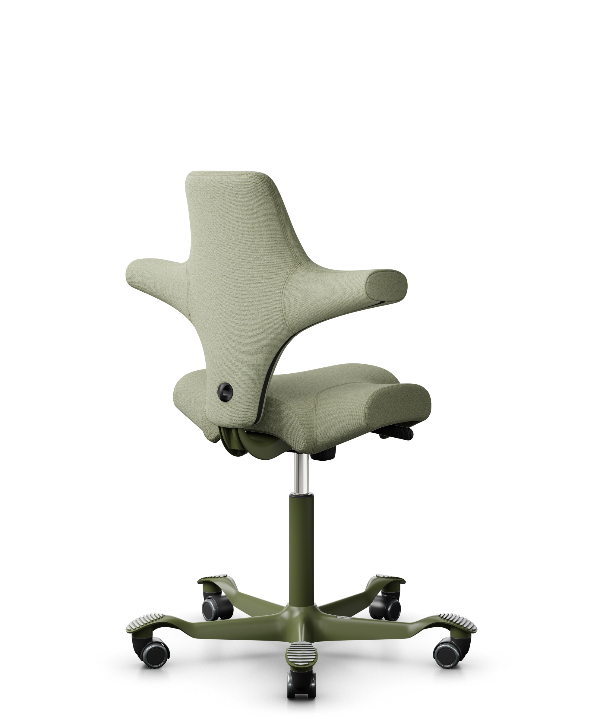 HÅG Capisco 8106 - Capture (Gabriel) - Wol / Polyamide - CPT5101 - Green-grey - Framekleur - Moss Grey - Gasveer - 150 mm (Zithoogte 40-55cm) - Vloercontact - Harde wielen t.b.v. zachte vloeren - Voetenring - Nee, geen voetenring - Voetster - Nee, voet... - 1