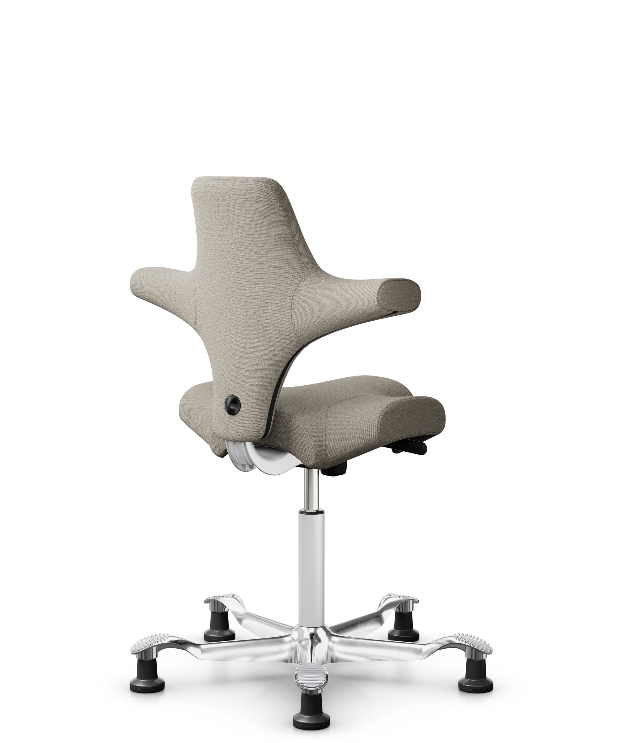 HÅG Capisco 8106 - Capture (Gabriel) - Wol / Polyamide - CPT5103 - Light beige - Framekleur - Wit - Gasveer - 150 mm (Zithoogte 40-55cm) - Vloercontact - Glijdoppen - Voetenring - Nee, geen voetenring - Voetster - Ja, voetster in gepolijst aluminium - 1
