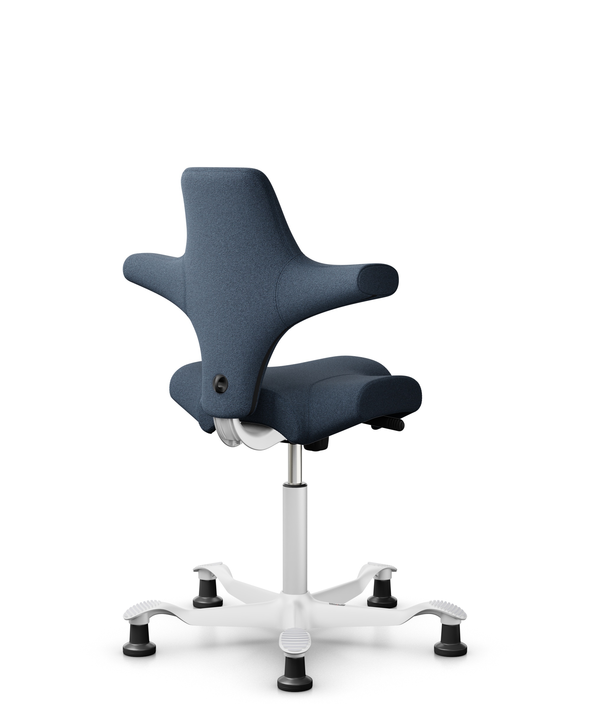 HÅG Capisco 8106 - Capture (Gabriel) - Wol / Polyamide - CPT6001 - Dark blue - Framekleur - Wit - Gasveer - 150 mm (Zithoogte 40-55cm) - Vloercontact - Glijdoppen - Voetenring - Nee, geen voetenring - Voetster - Nee, voetster in framekleur - 1