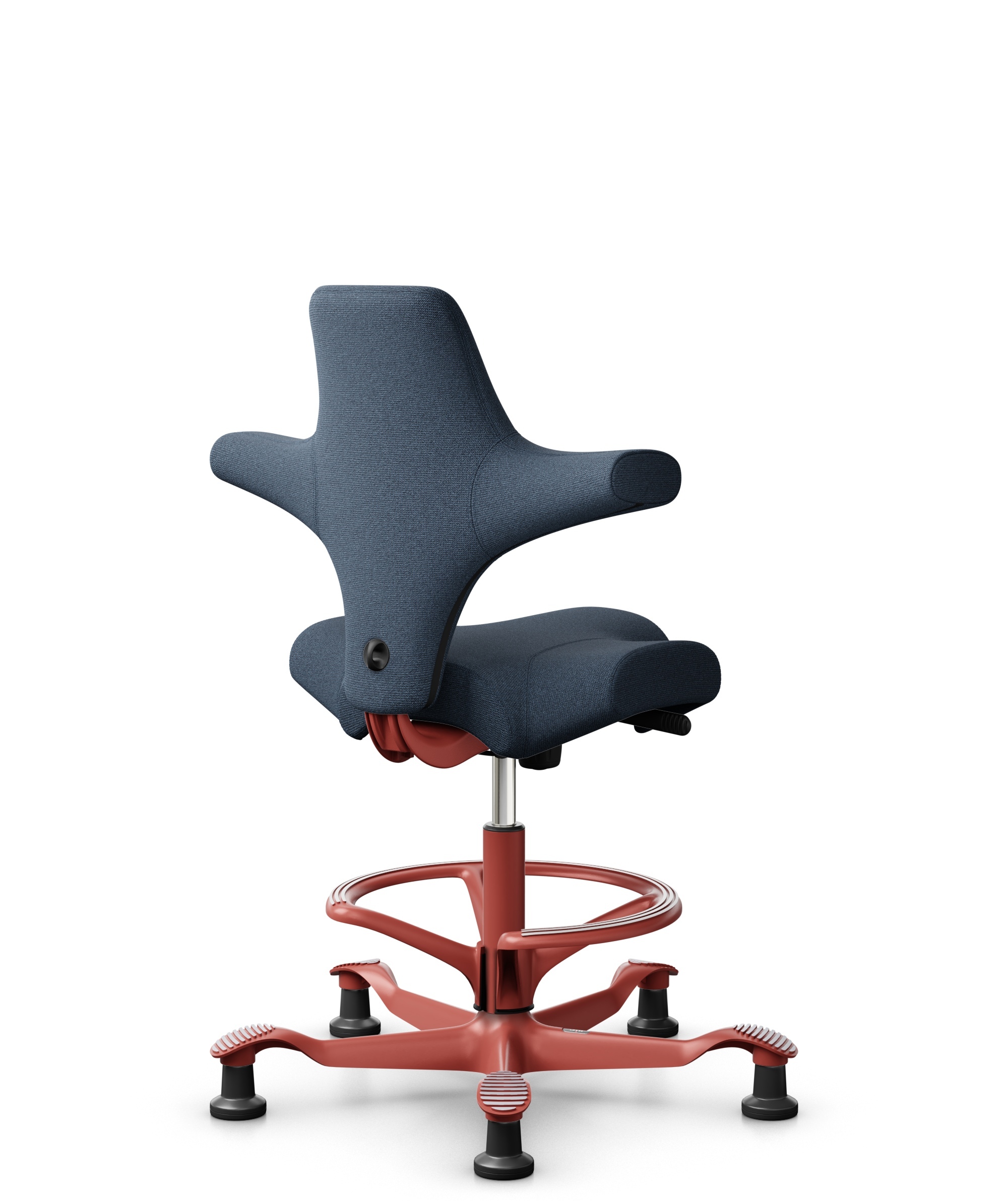 HÅG Capisco 8106 - Capture (Gabriel) - Wol / Polyamide - CPT6001 - Dark blue - Framekleur - Blush Rose - Gasveer - 200 mm (Zithoogte 46-64cm) - Vloercontact - Glijdoppen - Voetenring - Ja, in framekleur - Voetster - Nee, voetster in framekleur - 1