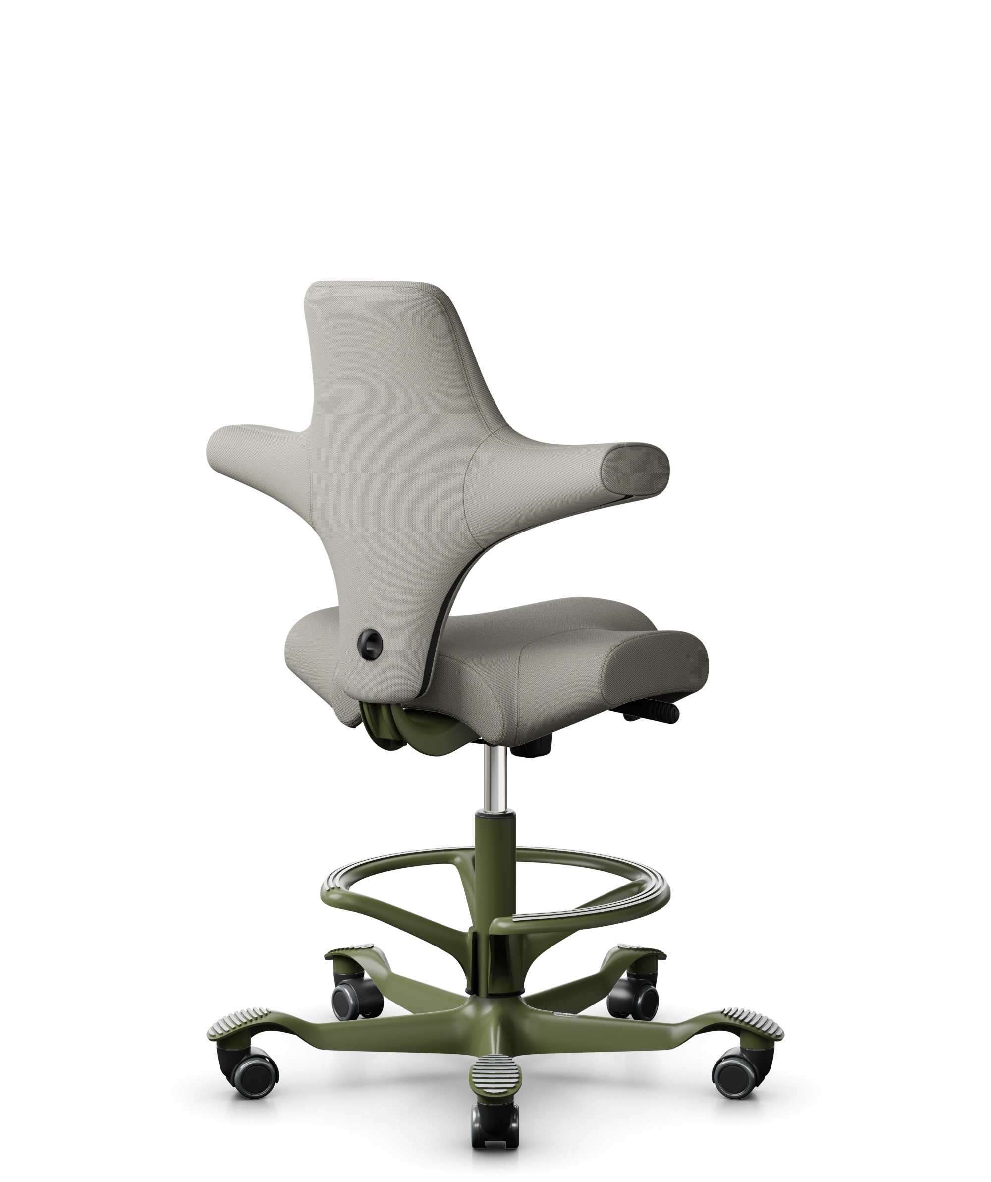 HÅG Capisco 8106 - Steelcut Trio 3 (Kvadrat) - Wol / Polyamide - STT253 - Beige-grey - Framekleur - Moss Grey - Gasveer - 265 mm (Zithoogte 53-79cm) - Vloercontact - Harde wielen t.b.v. zachte vloeren - Voetenring - Ja, in framekleur - Voetster - Nee, ... - 2