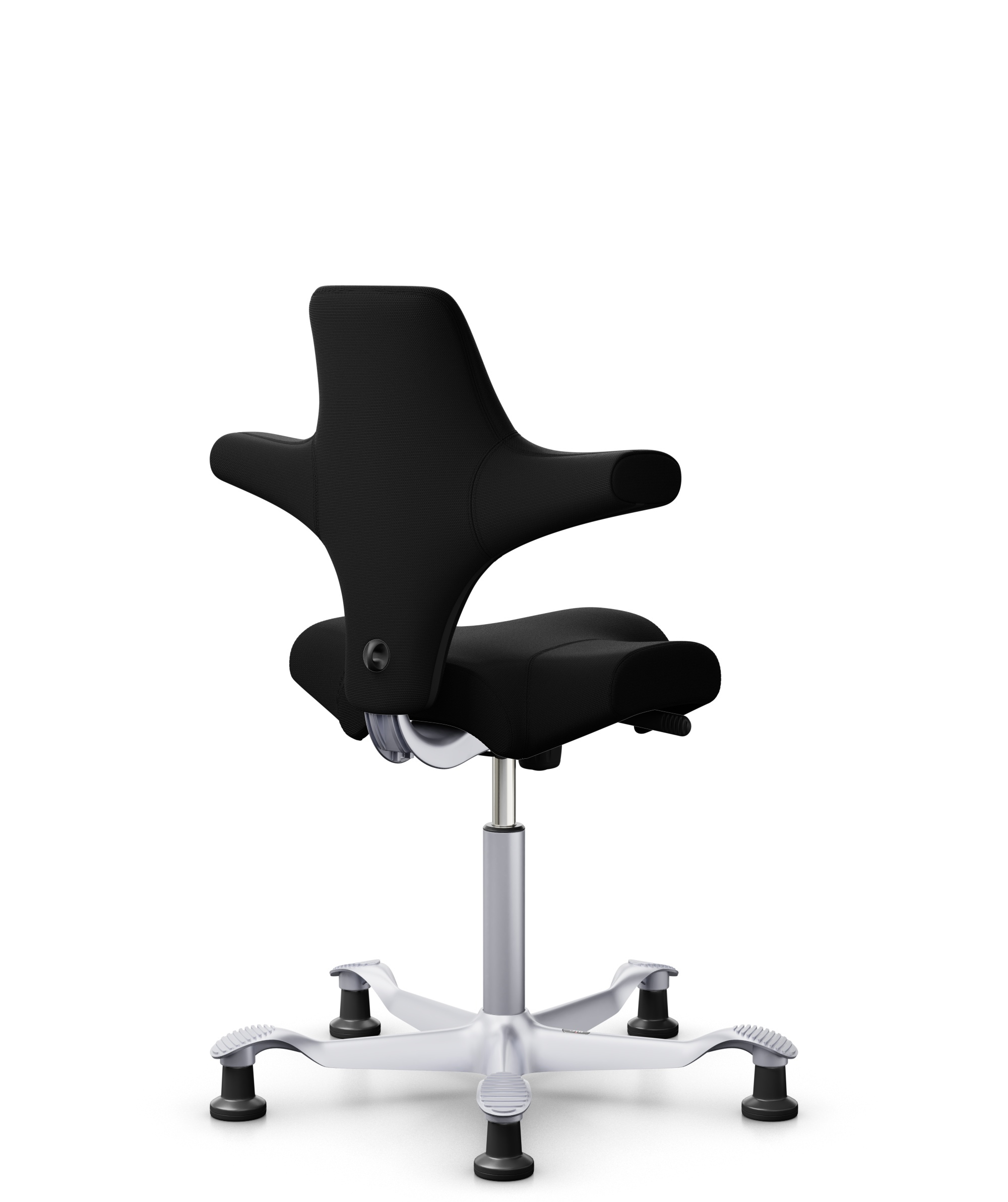 HÅG Capisco 8106 - Steelcut 3 (Kvadrat) - Wol / Polyamide - STT190 - Black - Framekleur - Zilver - Gasveer - 150 mm (Zithoogte 40-55cm) - Vloercontact - Glijdoppen - Voetenring - Nee, geen voetenring - Voetster - Nee, voetster in framekleur - 2