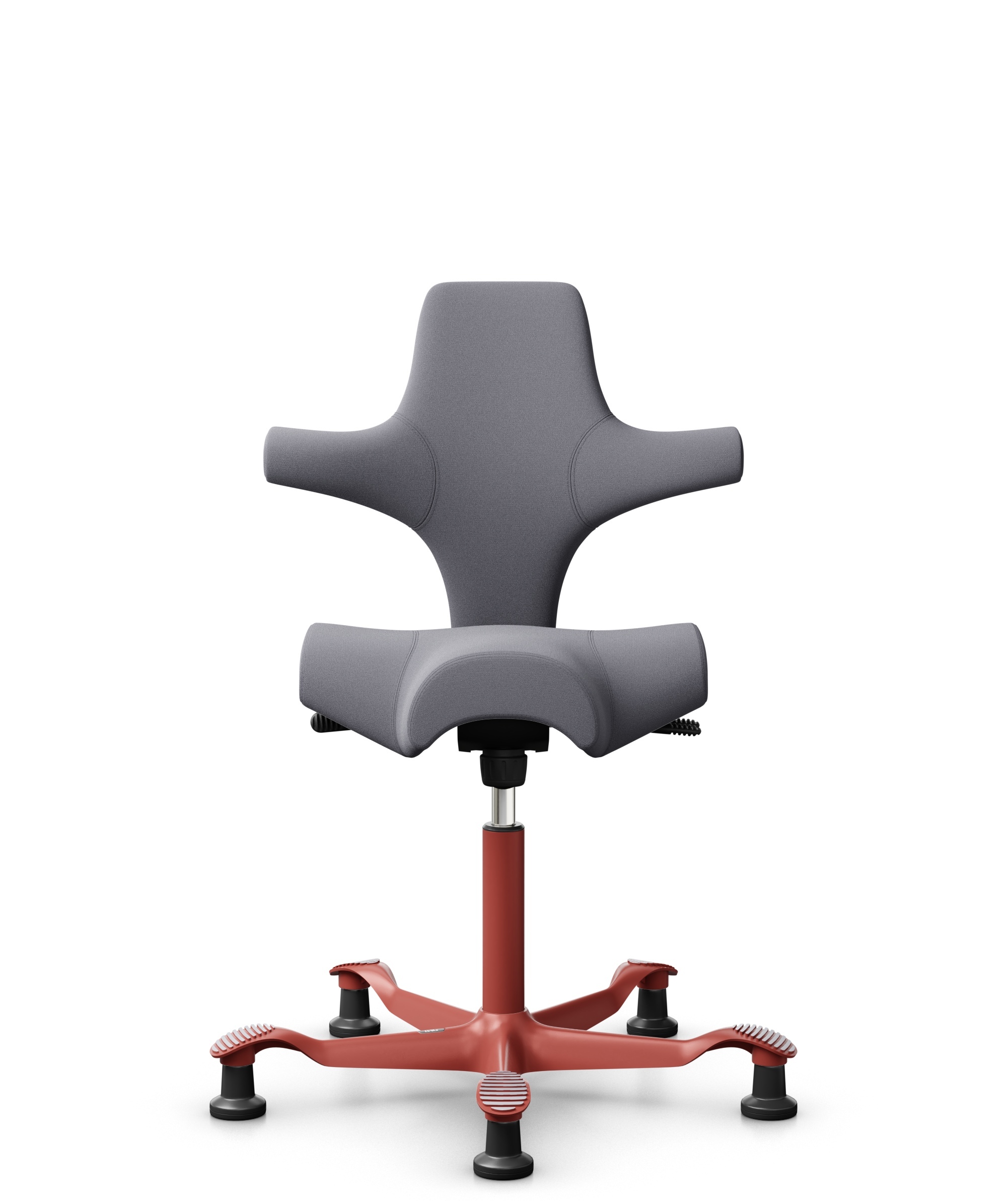 HÅG Capisco 8106 - Xtreme (Camira) - Gerecycled Polyester - EXR081 - Grey - Framekleur - Blush Rose - Gasveer - 265 mm (Zithoogte 53-79cm) - Vloercontact - Glijdoppen - Voetenring - Nee, geen voetenring - Voetster - Nee, voetster in framekleur - 1