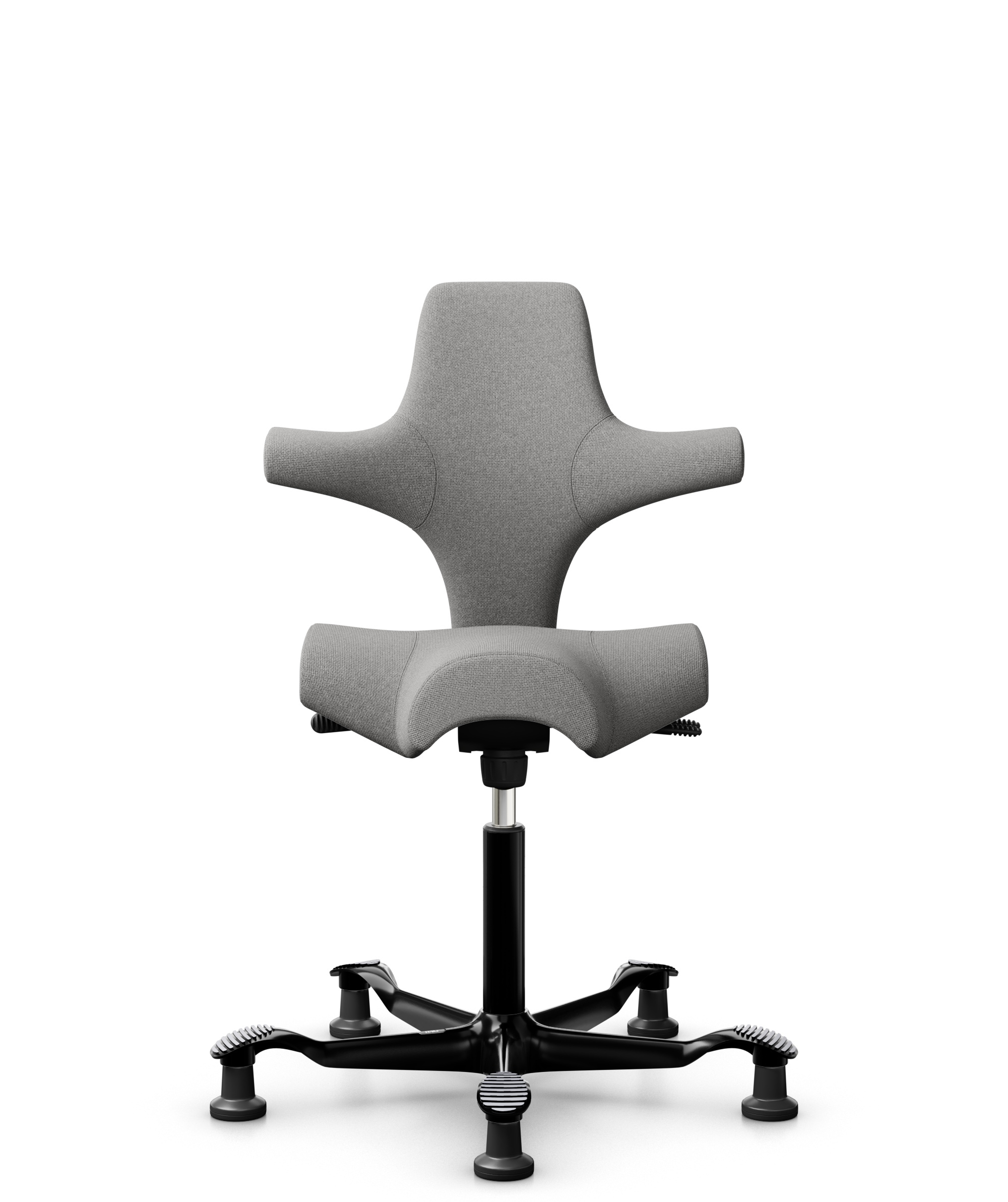 HÅG Capisco 8106 - Cura Loop (Gabriel) - Gerecycled Polyester - CLP60110 Light grey - Framekleur - Zwart - Gasveer - 150 mm (Zithoogte 40-55cm) - Vloercontact - Glijdoppen - Voetenring - Nee, geen voetenring - Voetster - Nee, voetster in framekleur - 1