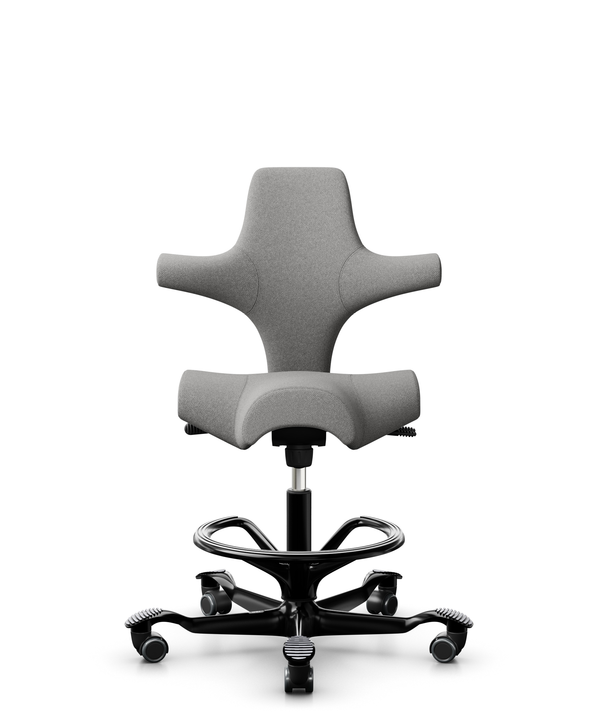 HÅG Capisco 8106 - Cura Loop (Gabriel) - Gerecycled Polyester - CLP60110 Light grey - Framekleur - Zwart - Gasveer - 200 mm (Zithoogte 46-64cm) - Vloercontact - Zachte wielen t.b.v. harde vloeren - Voetenring - Ja, in framekleur - Voetster - Nee, voets... - 1