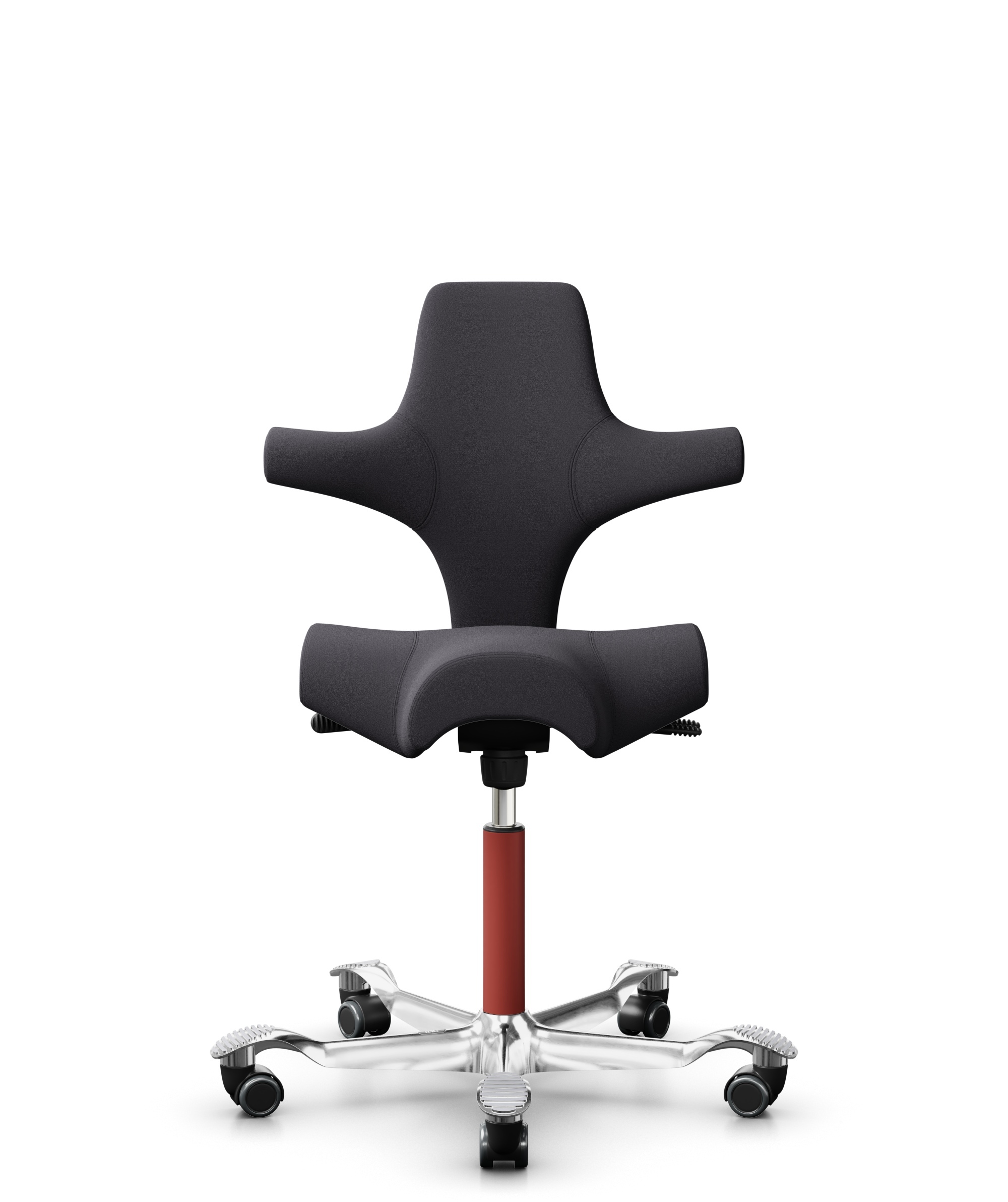 HÅG Capisco 8106 - Xtreme (Camira) - Gerecycled Polyester - EXR145 - Charcoal - Framekleur - Blush Rose - Gasveer - 200 mm (Zithoogte 46-64cm) - Vloercontact - Harde wielen t.b.v. zachte vloeren - Voetenring - Nee, geen voetenring - Voetster - Ja, voet... - 1