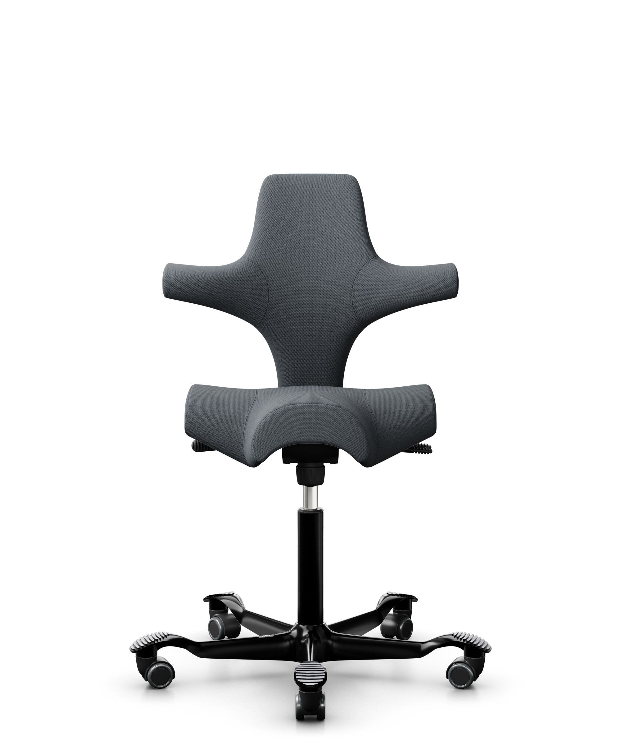 HÅG Capisco 8106 - Select (Gabriel) - Wol / Polyamide - SC60003 - Grey - Framekleur - Zwart - Gasveer - 150 mm (Zithoogte 40-55cm) - Vloercontact - Harde wielen t.b.v. zachte vloeren - Voetenring - Nee, geen voetenring - Voetster - Nee, voetster in fra... - 1