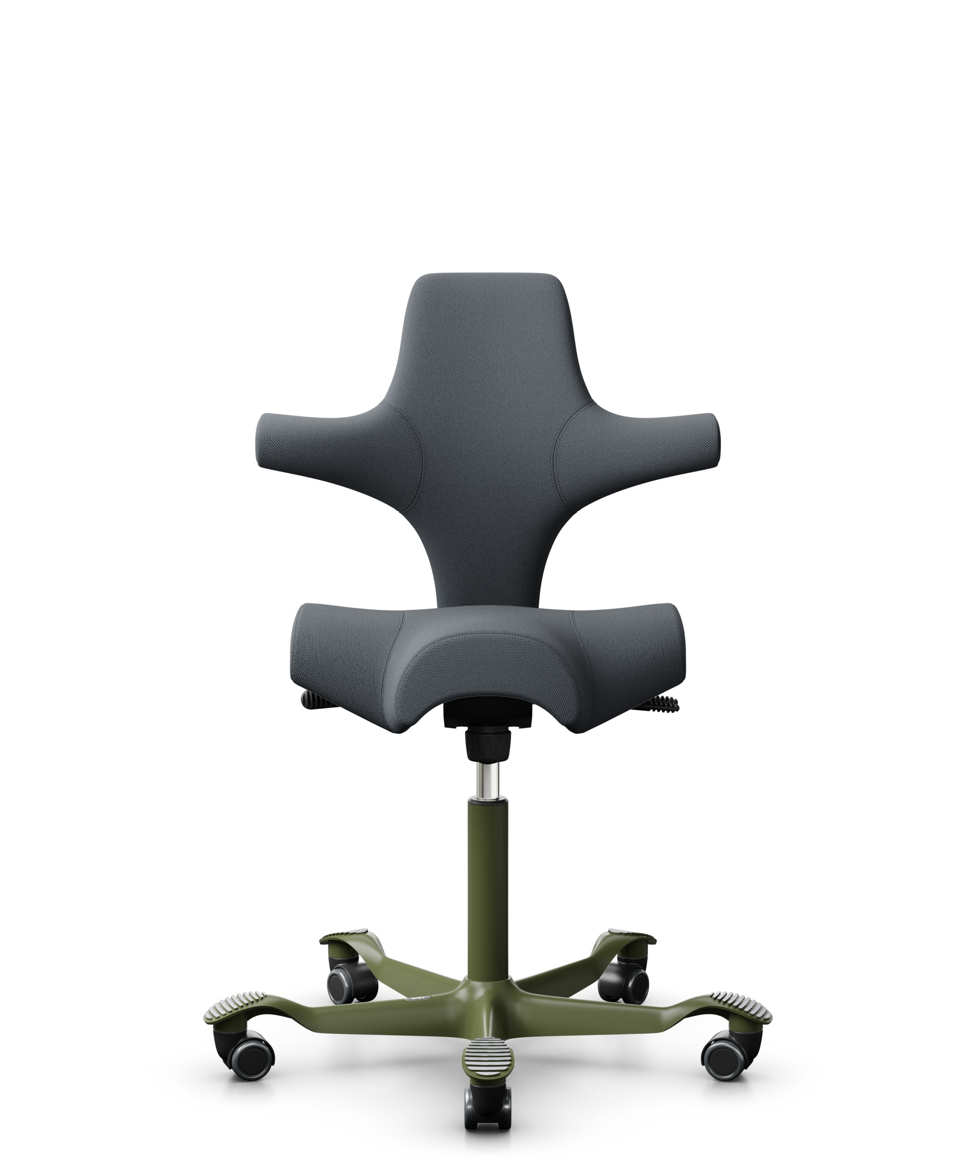 HÅG Capisco 8106 - Select (Gabriel) - Wol / Polyamide - SC60003 - Grey - Framekleur - Moss Grey - Gasveer - 150 mm (Zithoogte 40-55cm) - Vloercontact - Zachte wielen t.b.v. harde vloeren - Voetenring - Nee, geen voetenring - Voetster - Nee, voetster in... - 1