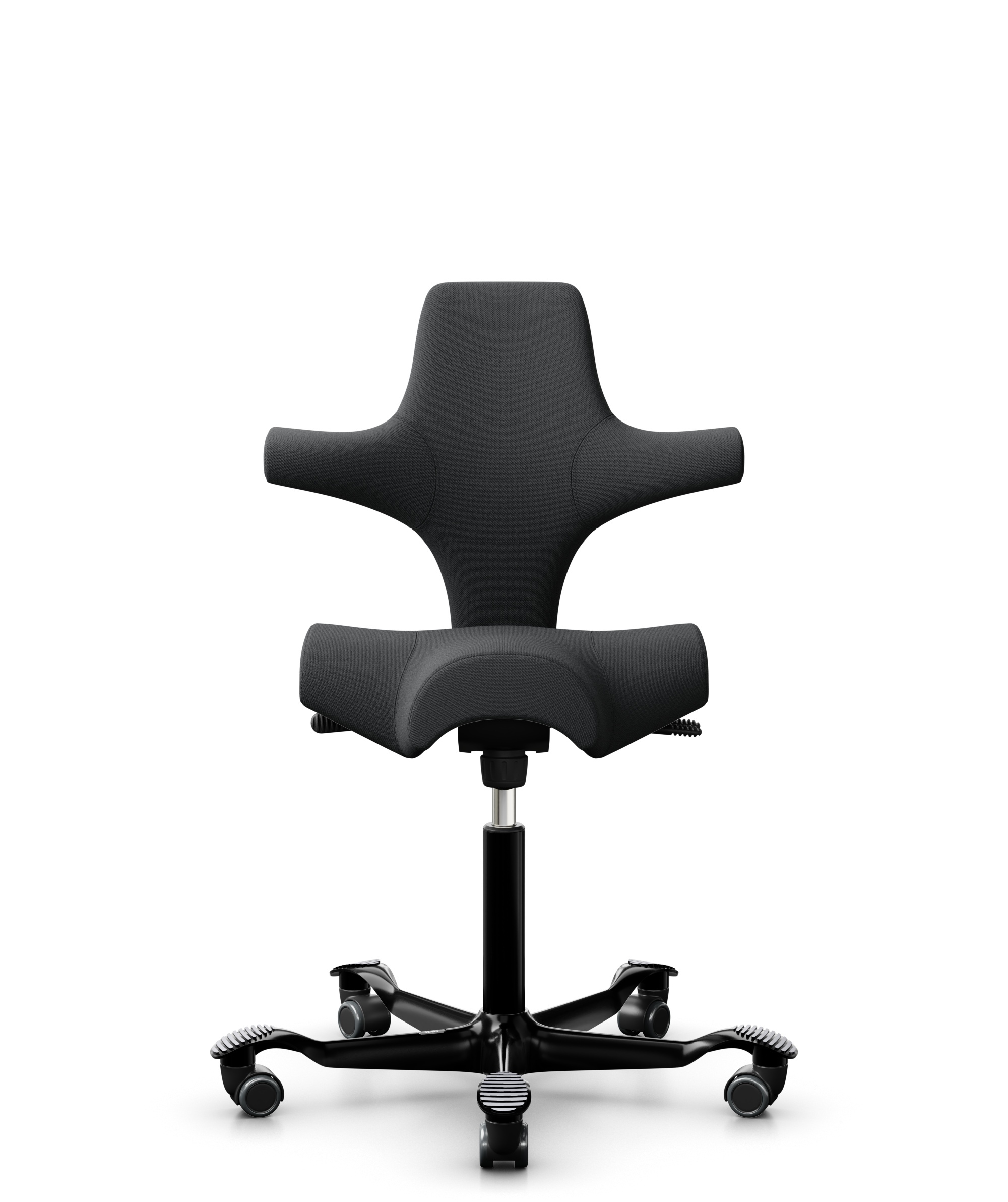 HÅG Capisco 8106 - Select (Gabriel) - Wol / Polyamide - SC60051 - Charcoal - Framekleur - Zwart - Gasveer - 200 mm (Zithoogte 46-64cm) - Vloercontact - Harde wielen t.b.v. zachte vloeren - Voetenring - Nee, geen voetenring - Voetster - Nee, voetster in... - 1