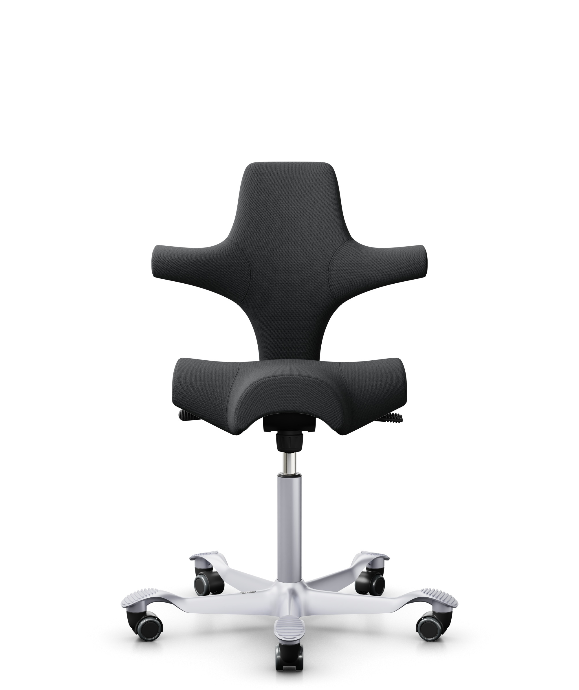 HÅG Capisco 8106 - Select (Gabriel) - Wol / Polyamide - SC60051 - Charcoal - Framekleur - Zilver - Gasveer - 265 mm (Zithoogte 53-79cm) - Vloercontact - Zachte wielen t.b.v. harde vloeren - Voetenring - Nee, geen voetenring - Voetster - Nee, voetster i... - 1