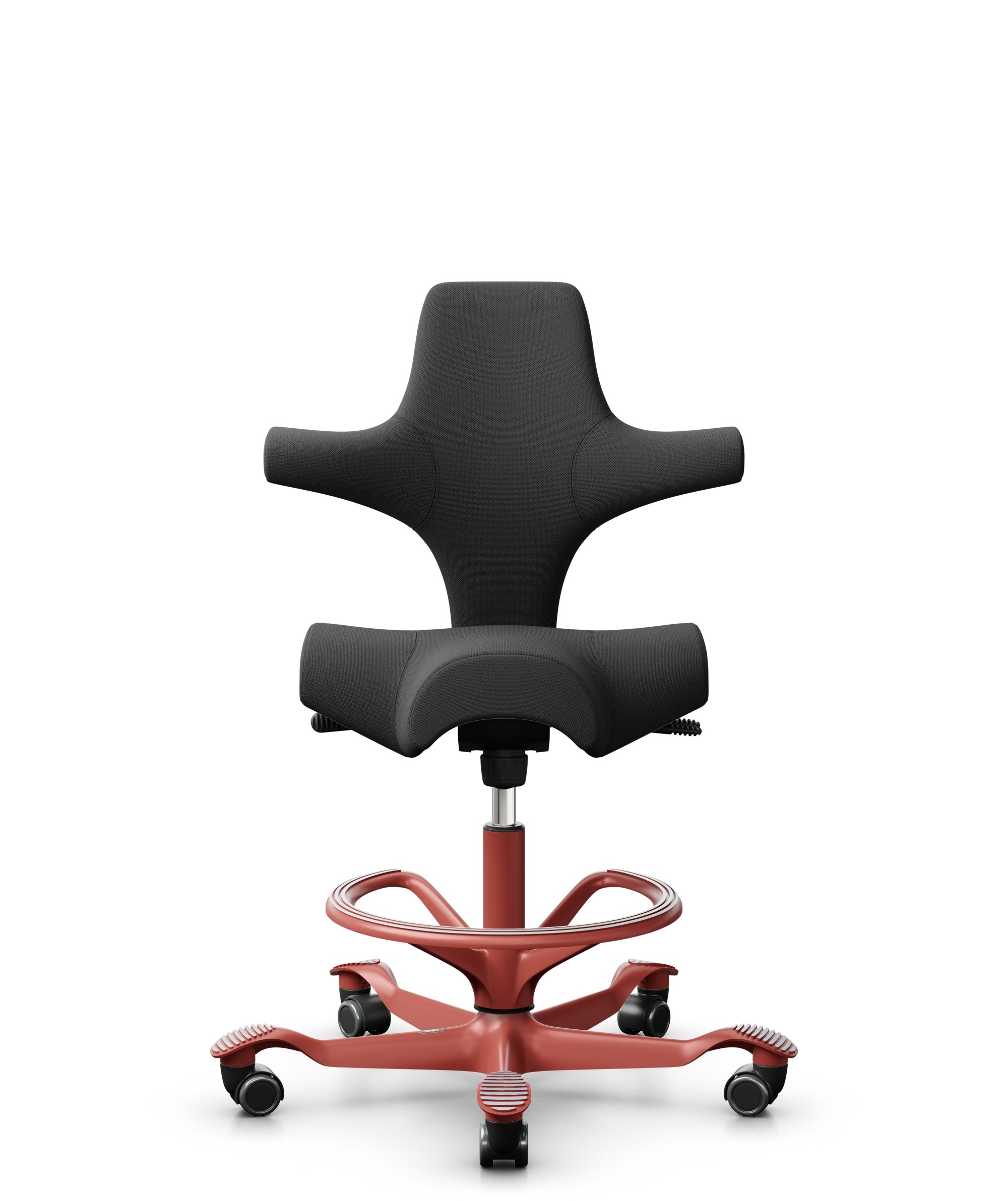 HÅG Capisco 8106 - Select (Gabriel) - Wol / Polyamide - SC60051 - Charcoal - Framekleur - Blush Rose - Gasveer - 265 mm (Zithoogte 53-79cm) - Vloercontact - Harde wielen t.b.v. zachte vloeren - Voetenring - Ja, in framekleur - Voetster - Nee, voetster ... - 1