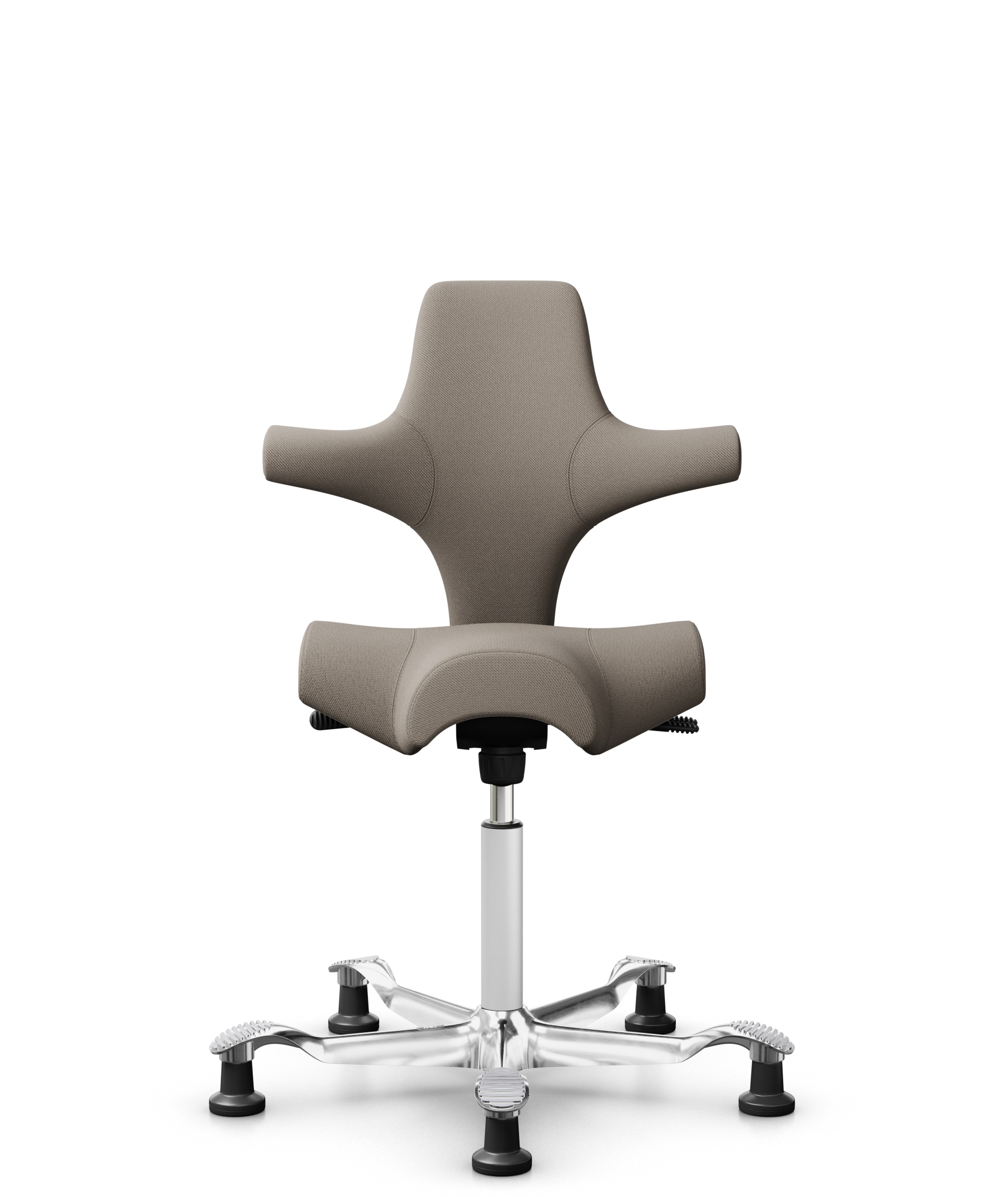 HÅG Capisco 8106 - Select (Gabriel) - Wol / Polyamide - SC60129 - Beige - Framekleur - Wit - Gasveer - 265 mm (Zithoogte 53-79cm) - Vloercontact - Glijdoppen - Voetenring - Nee, geen voetenring - Voetster - Ja, voetster in gepolijst aluminium - 1